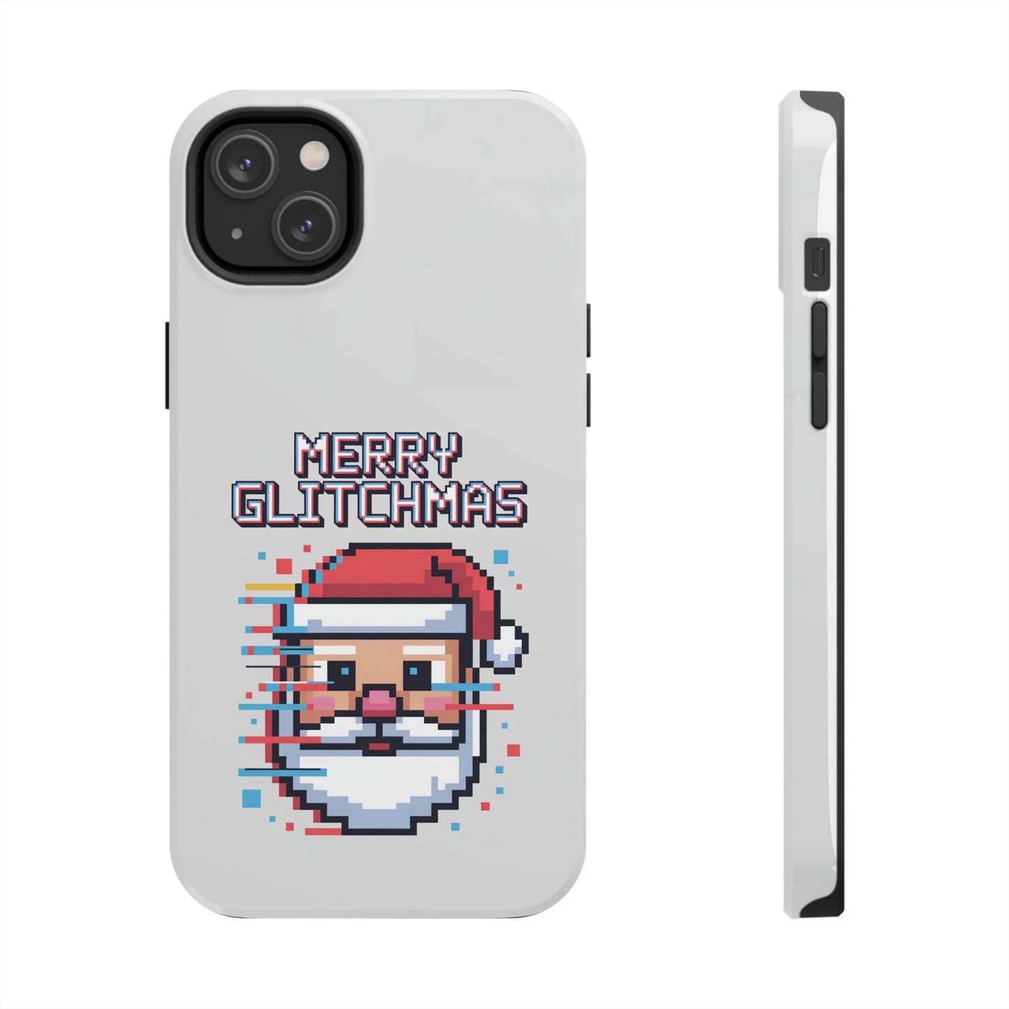 Merry Glitchmas Phone Case - Christmas Pixel Art Design for iPhone