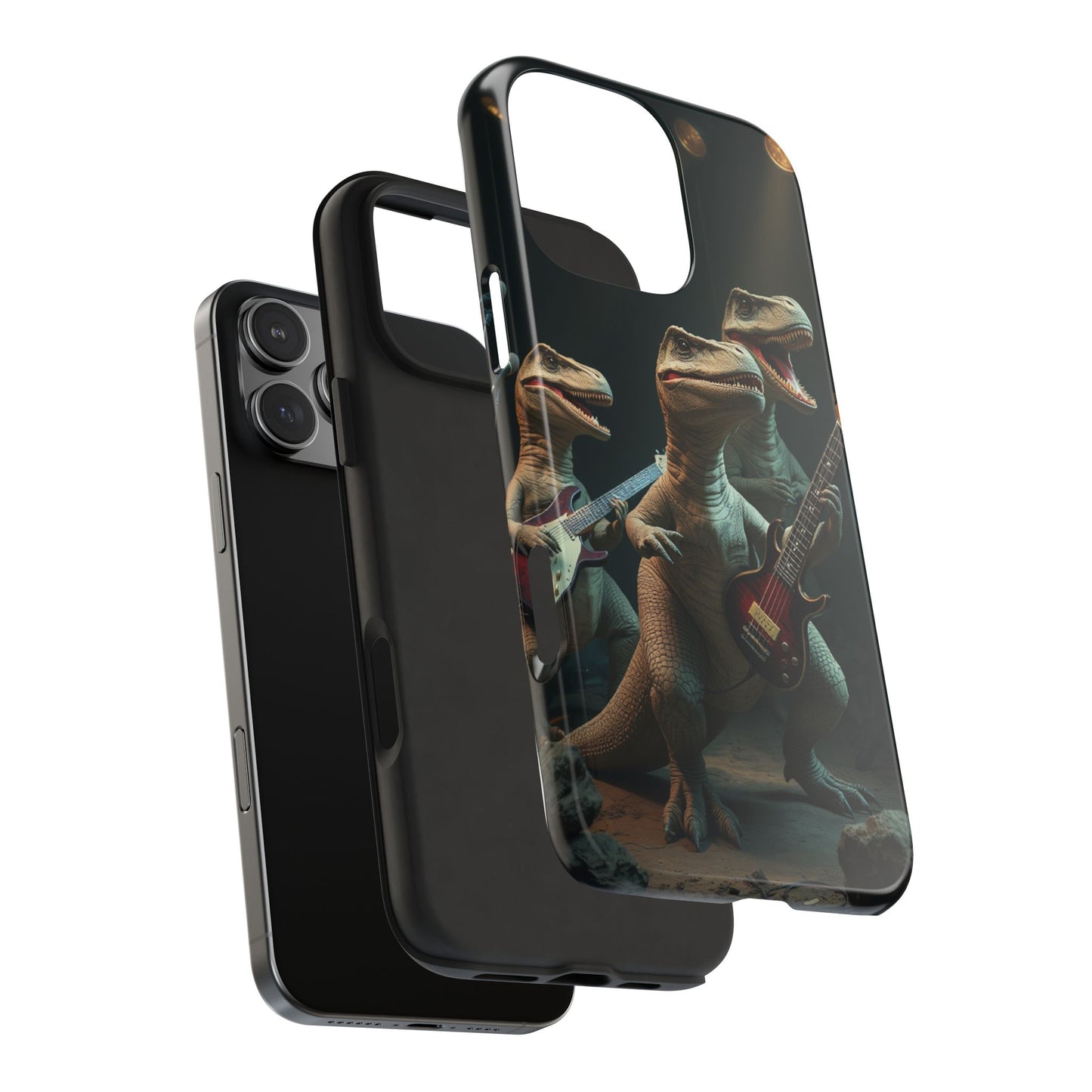 Rockin' Dinosaur Tough Phone Cases - Perfect for Music Lovers and Kids!