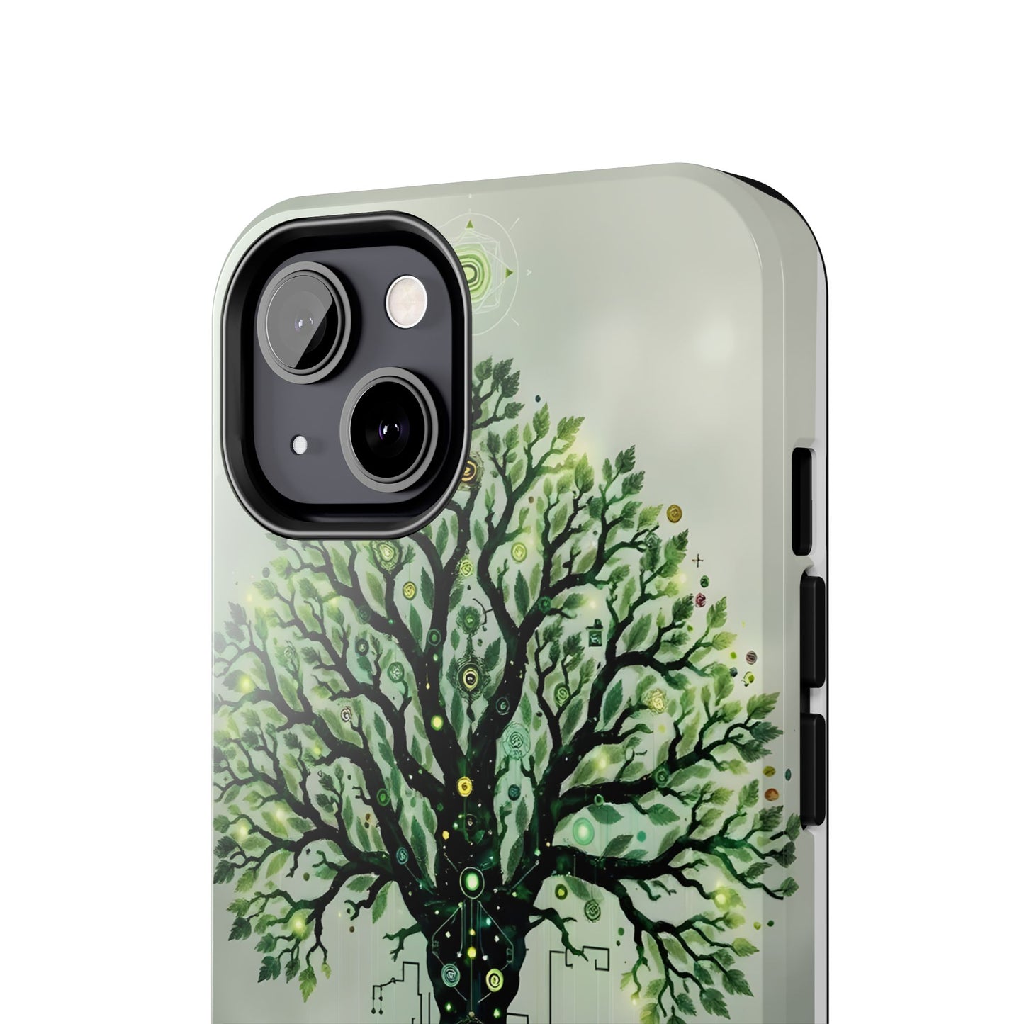 Nature-Inspired Tough Phone Case with Tech Tree Design - for iPhone