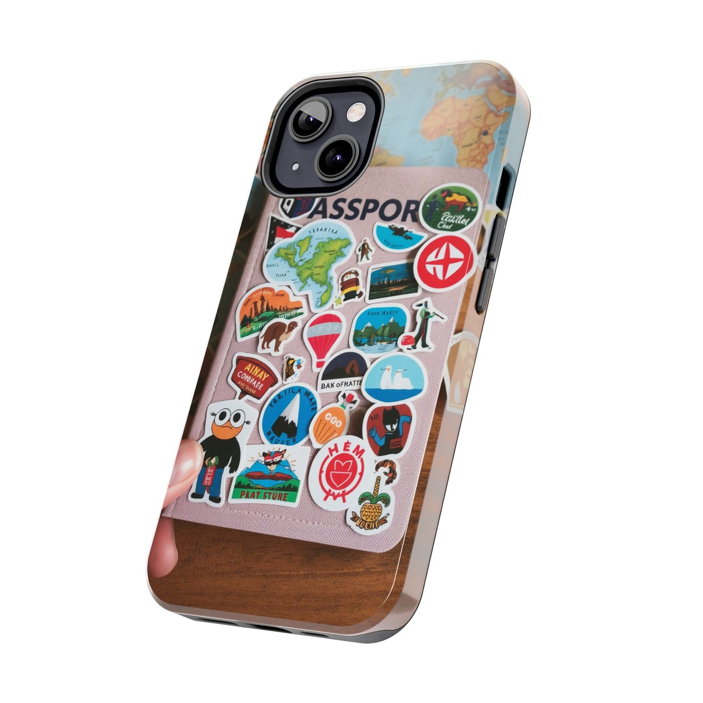 Adventure Stickers Phone Case - Tough Protection for Travel Lovers