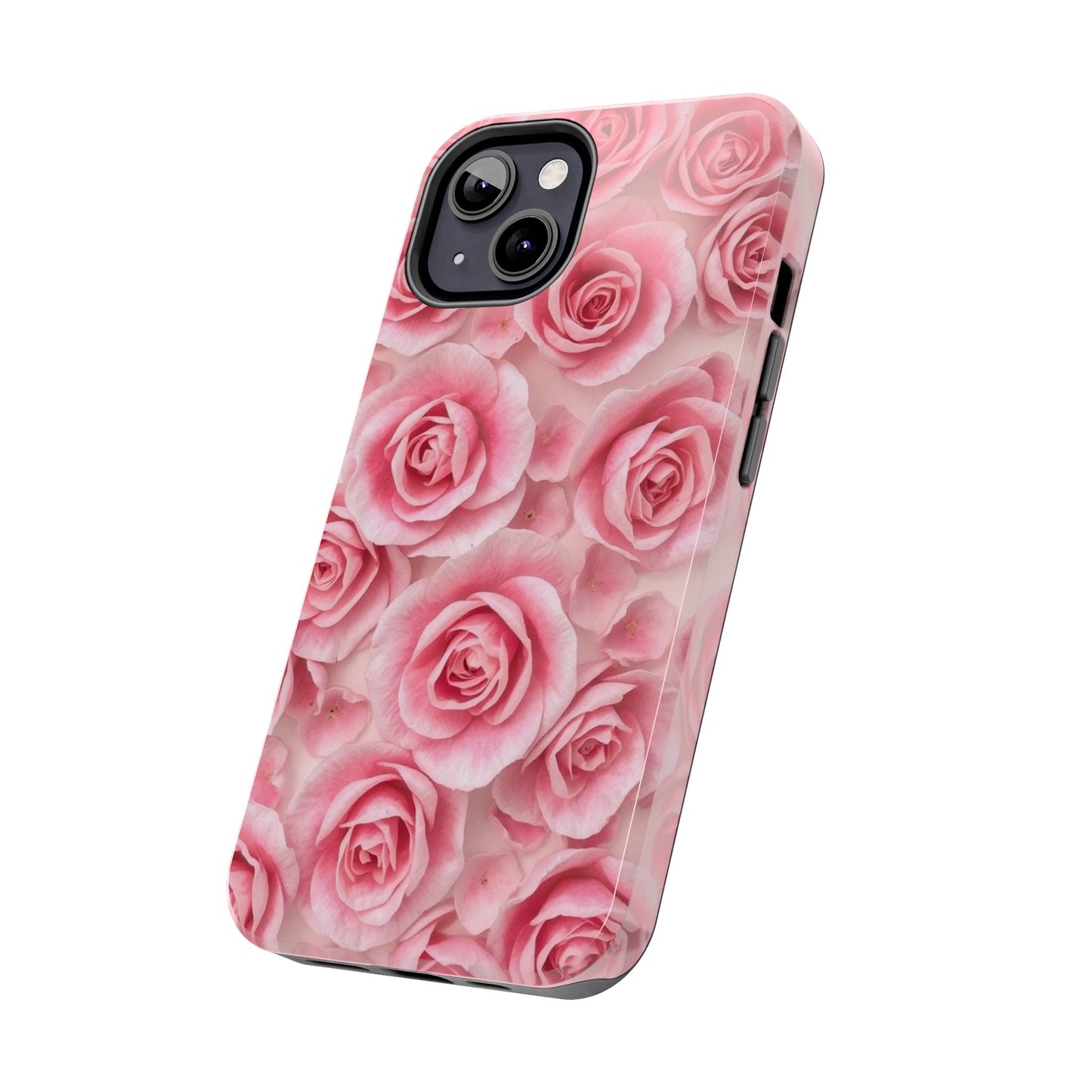 Floral Tough Phone Case - Pink Rose Design, Durable Protection for Flower Lovers