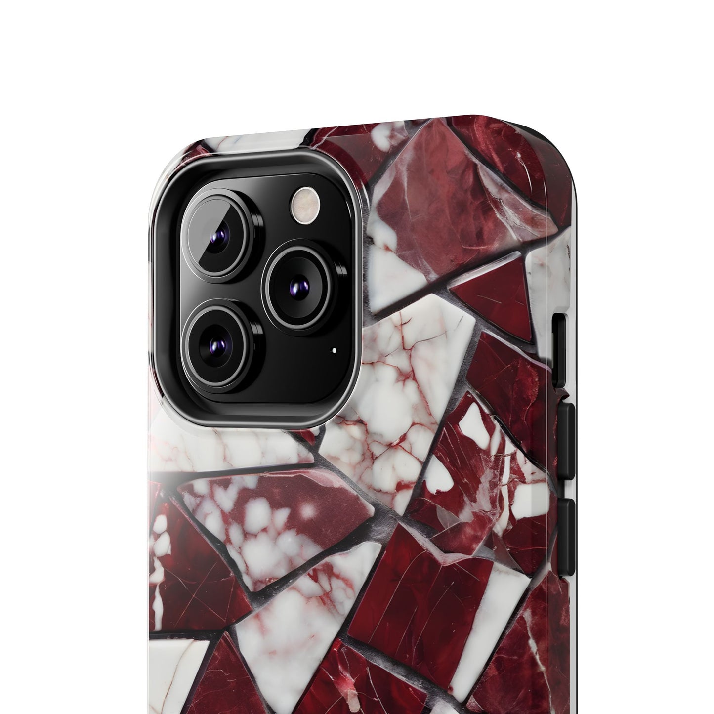 Shattered Dark Red Marble Pattern Tough Phone Case - Durable & Stylish Protection for iPhone