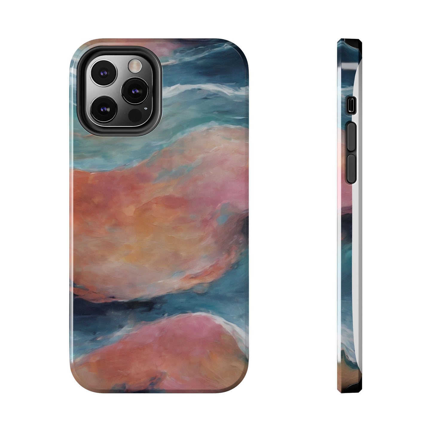 Artistic Painted Sea Tough Phone Case - Abstract Waves Design - for iPhone