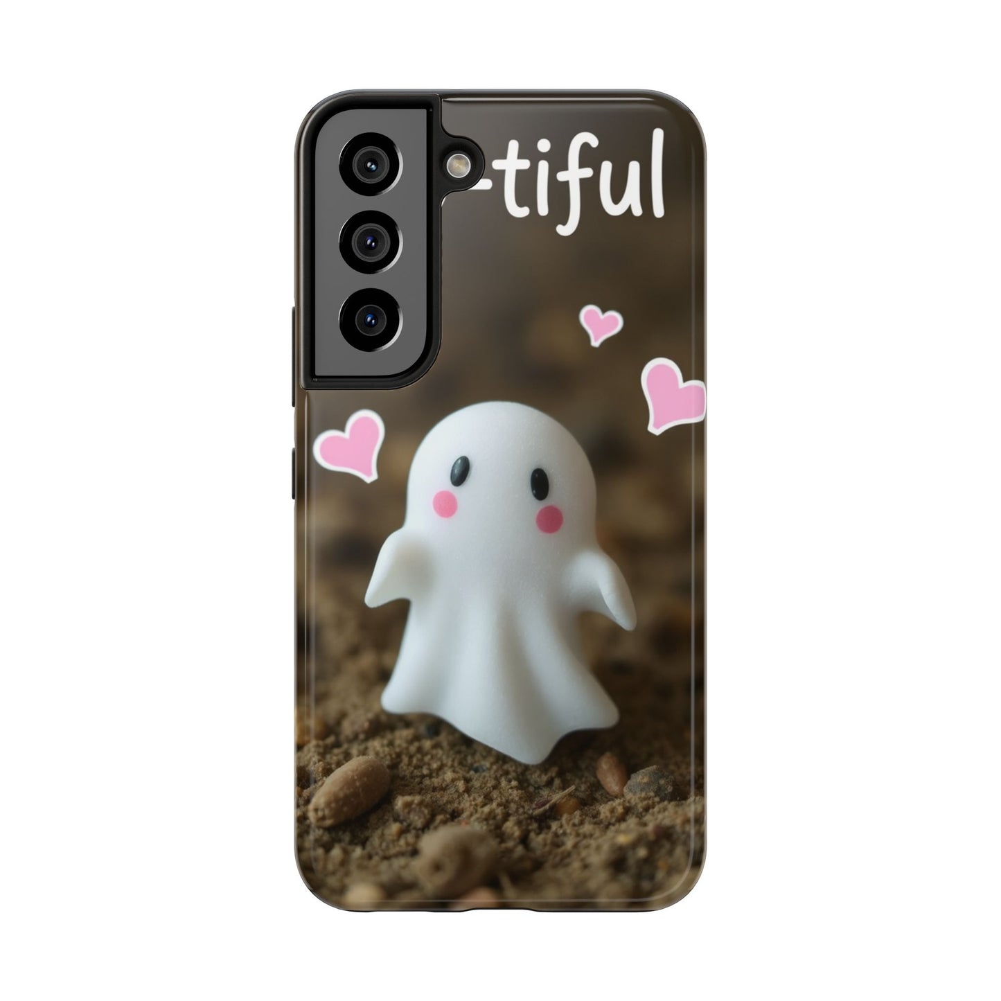 Cute Ghost Tough Phone Case - Beautiful Design with Heart Accents