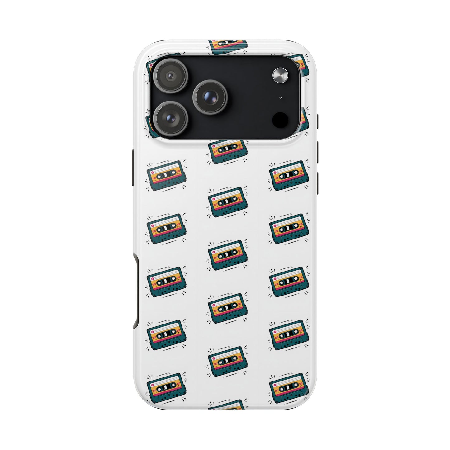 Retro Cassette Tape Phone Case Pattern - White