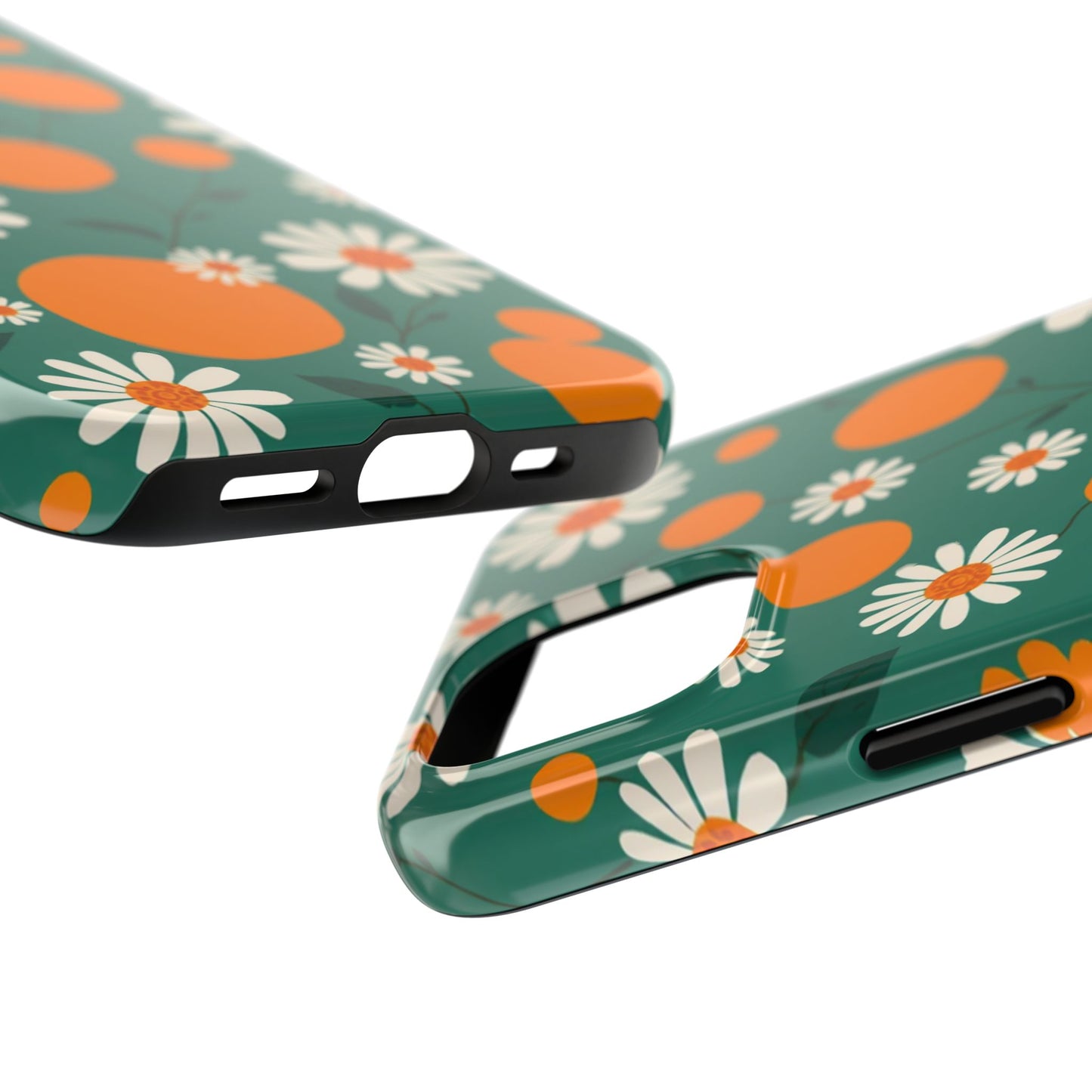Floral Tough Phone Case - Daisy & Orange Design