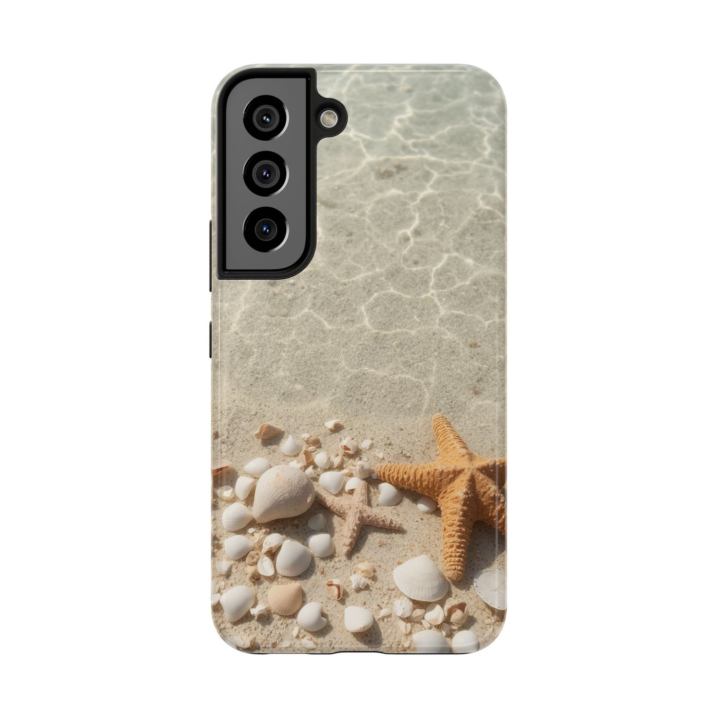 Beach-Inspired Tough Phone Case with Starfish and Seashell Design