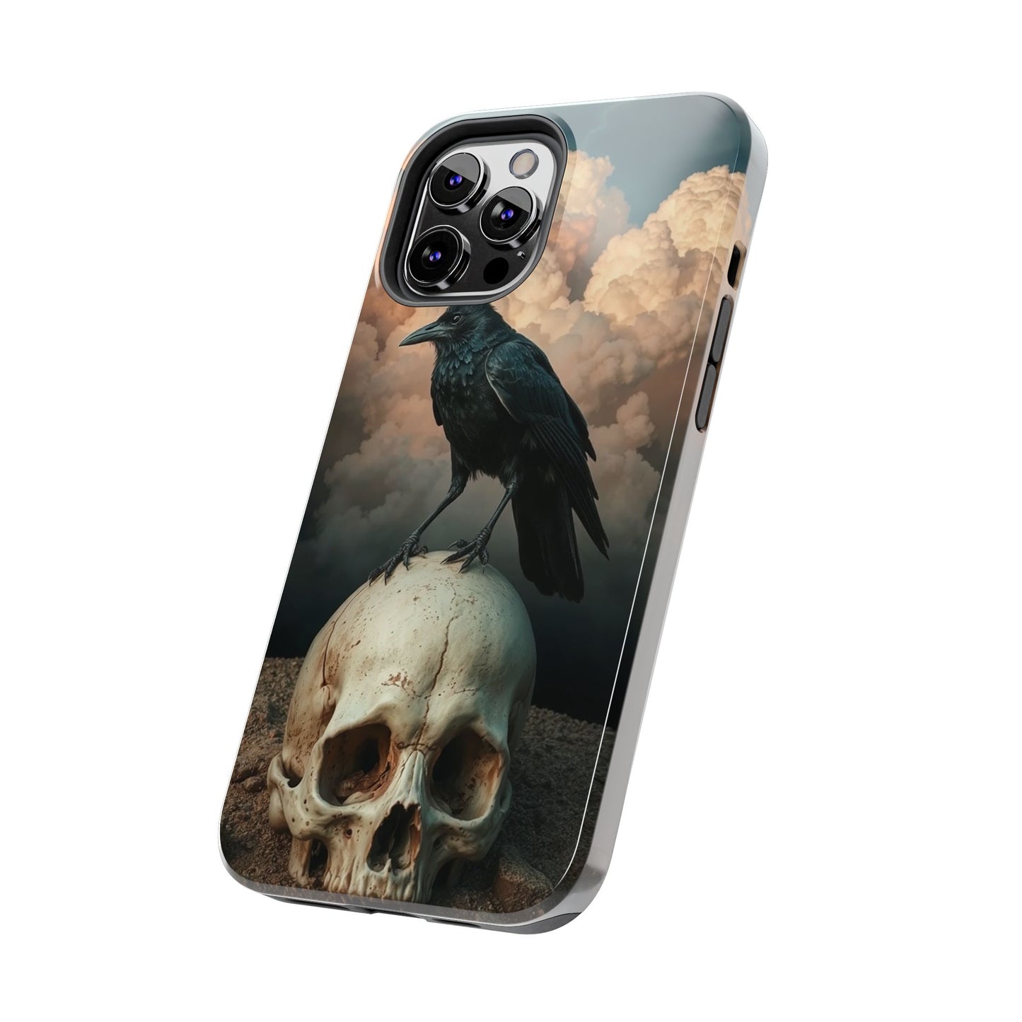 Gothic Raven Skull Tough Phone Case - Unique Protective Cover for Halloween Lovers