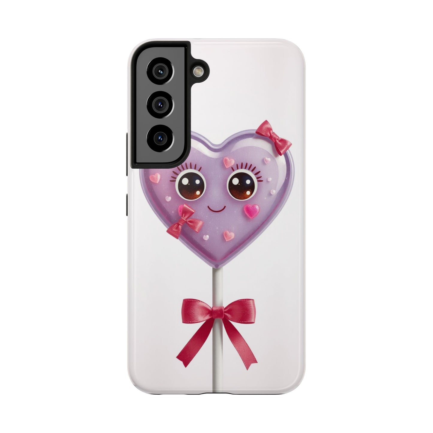 Cute Heart Lollipop Tough Phone Case - Adorable Protection for Candy Lovers