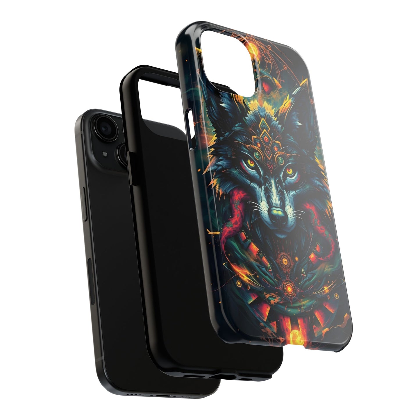 Vibrant Mystical Wolf Art Tough Phone Case - Durable & Unique Design for Animal Lovers - for iPhone