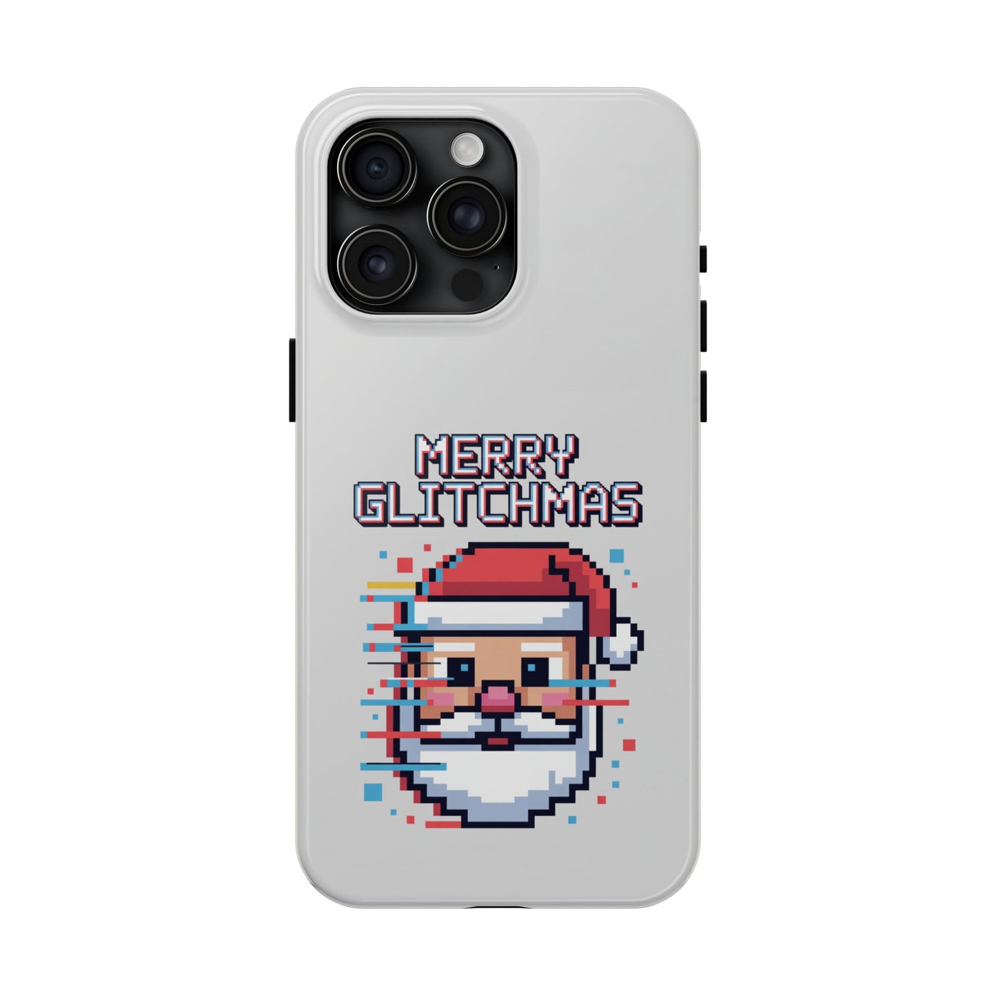 Merry Glitchmas Phone Case - Christmas Pixel Art Design for iPhone