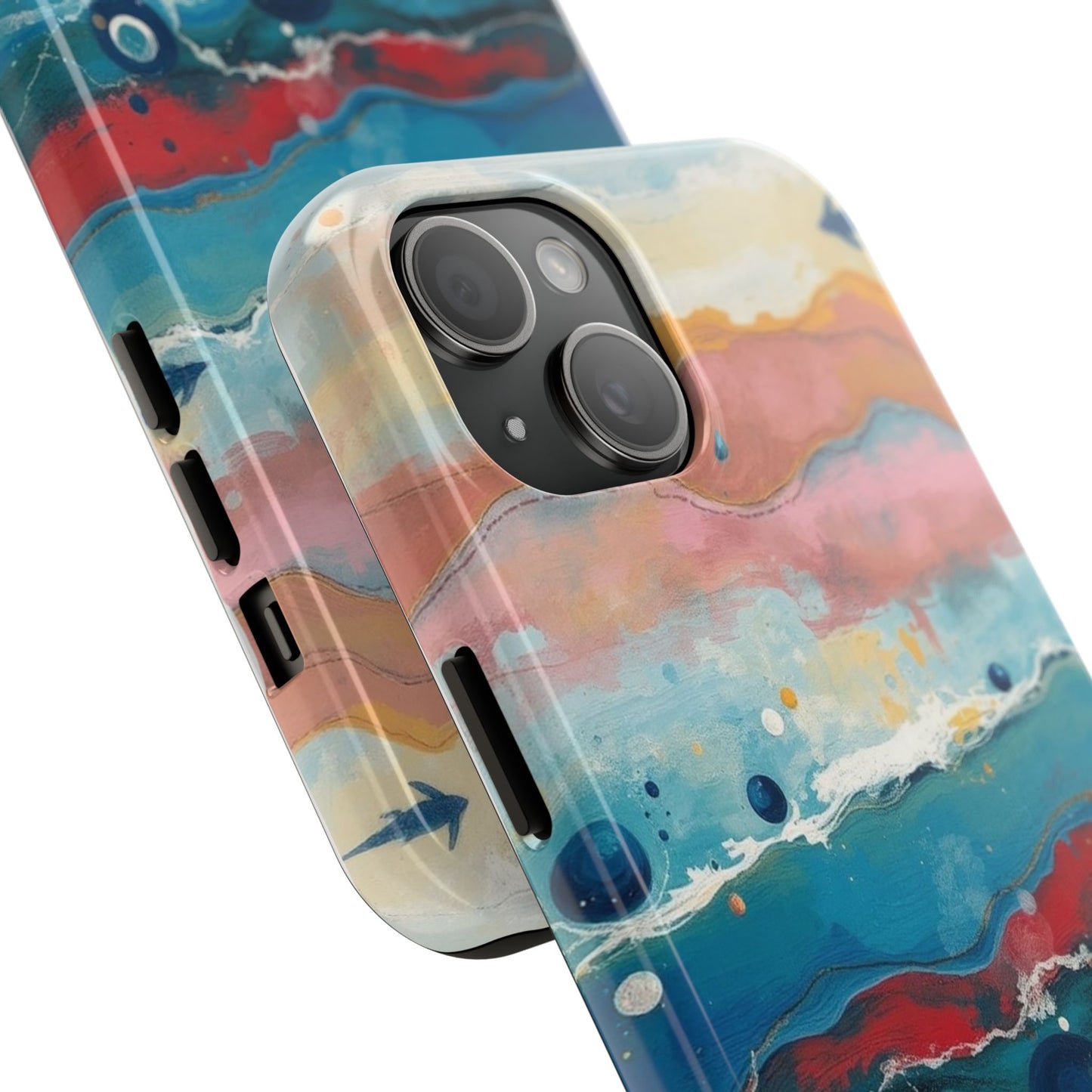 Artistic Tough Phone Case - Vibrant Waves Design for Unique Style