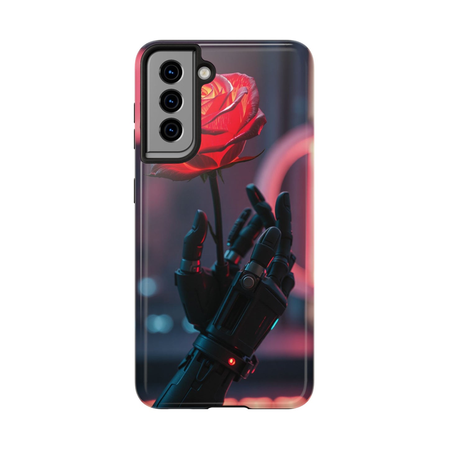 Futuristic Tough Phone Case with Robotic Rose Design | Durable Protection