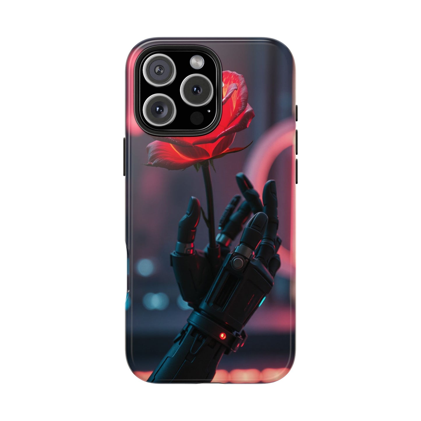 Futuristic Tough Phone Case with Robotic Rose Design | Durable Protection