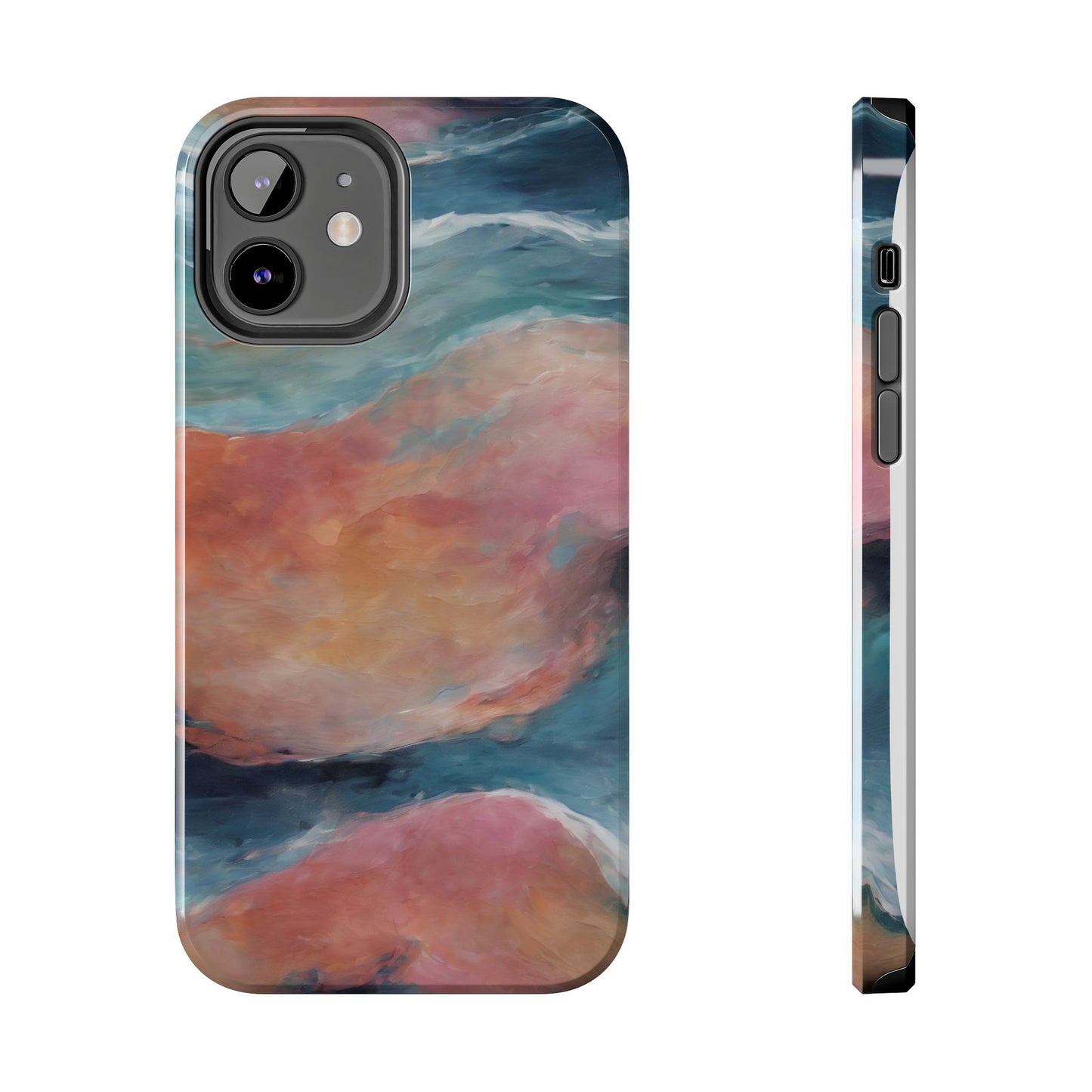 Artistic Painted Sea Tough Phone Case - Abstract Waves Design - for iPhone
