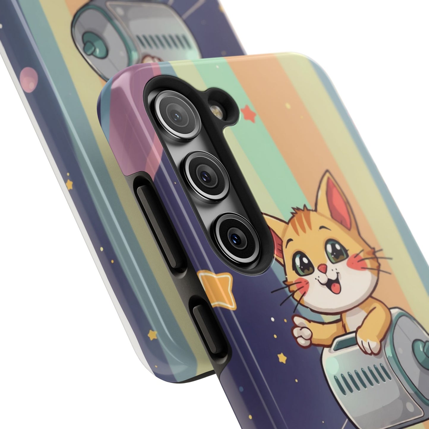 Cute Cat Rocket Phone Case - Vibrant and Playful Tough Case