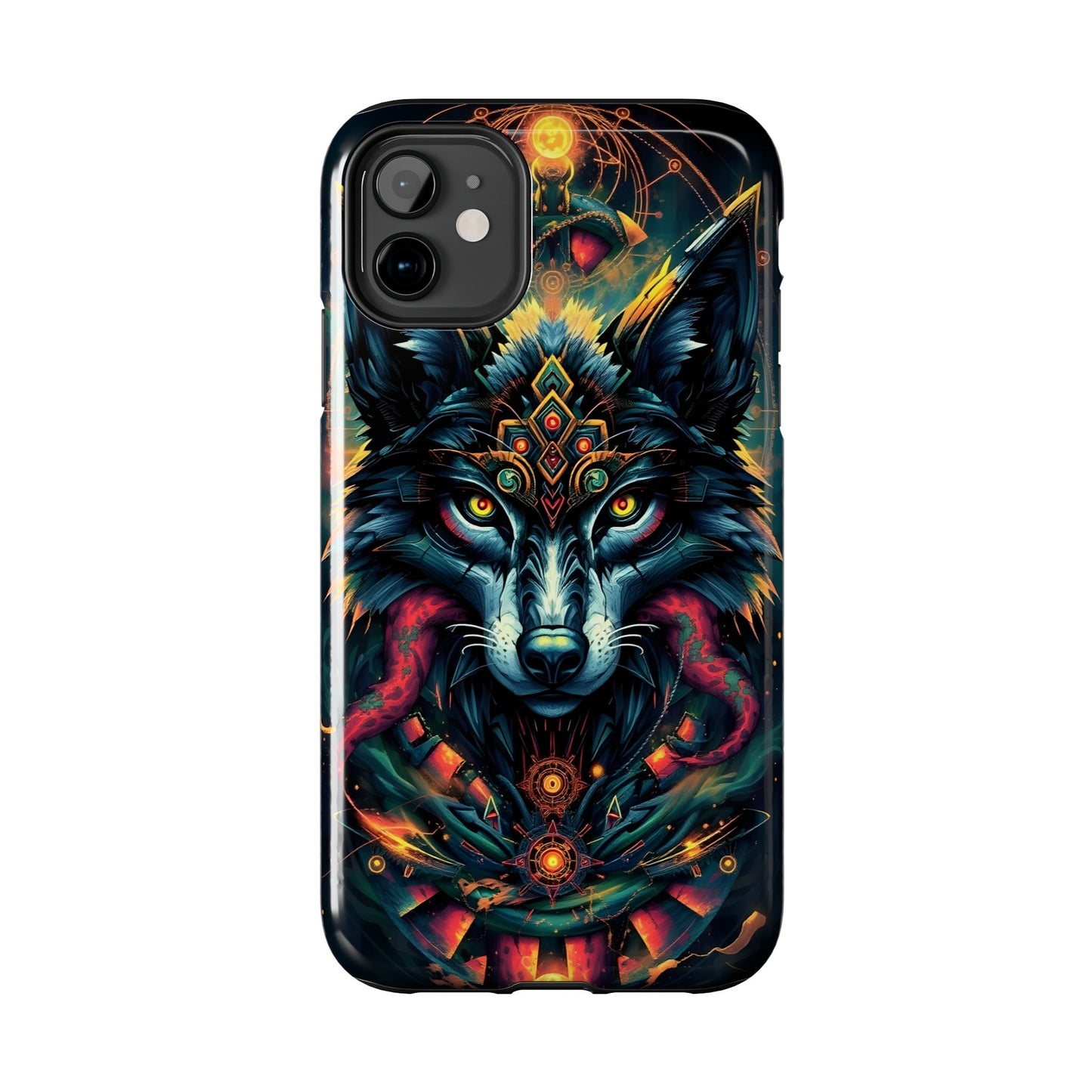 Vibrant Mystical Wolf Art Tough Phone Case - Durable & Unique Design for Animal Lovers - for iPhone