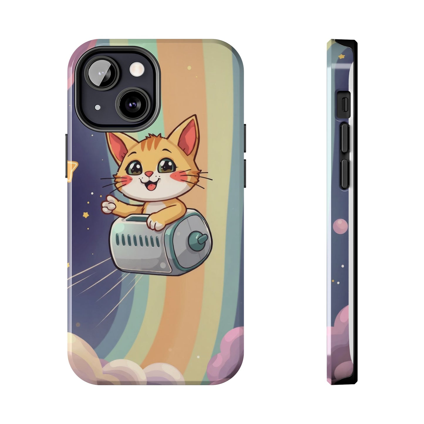 Cute Cat Rocket Phone Case - Vibrant and Playful Tough Case