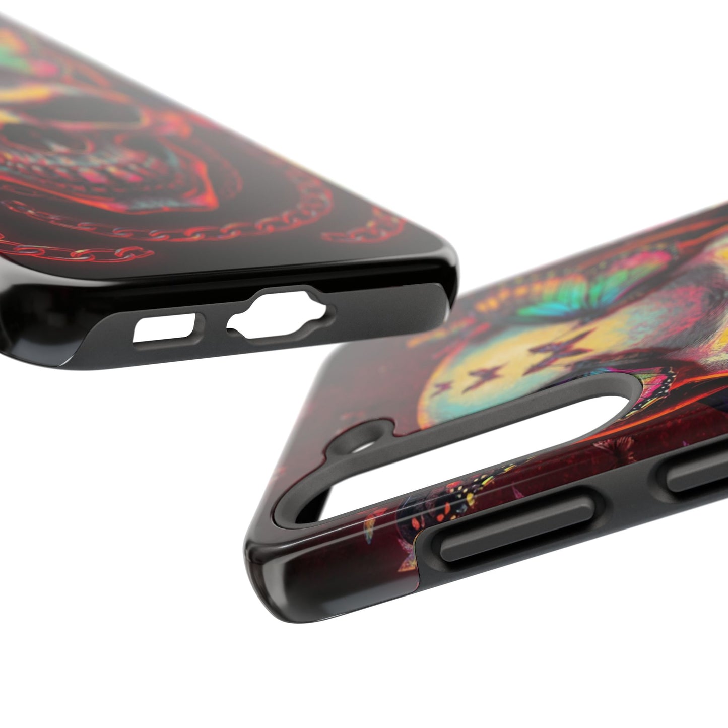 Gothic Skull Phone Case with Butterflies - Durable Tough Phone Case