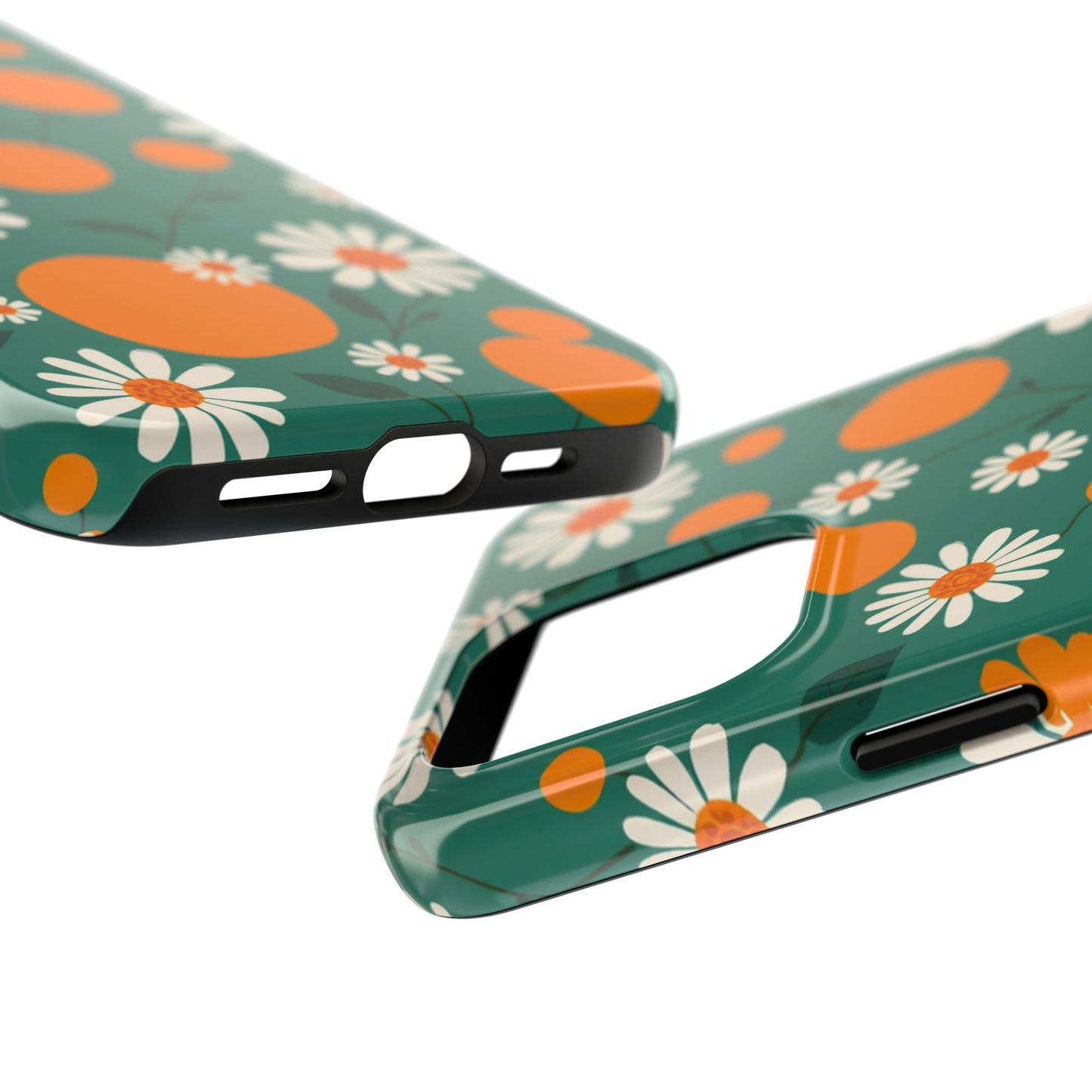 Floral Tough Phone Case - Daisy & Orange Design