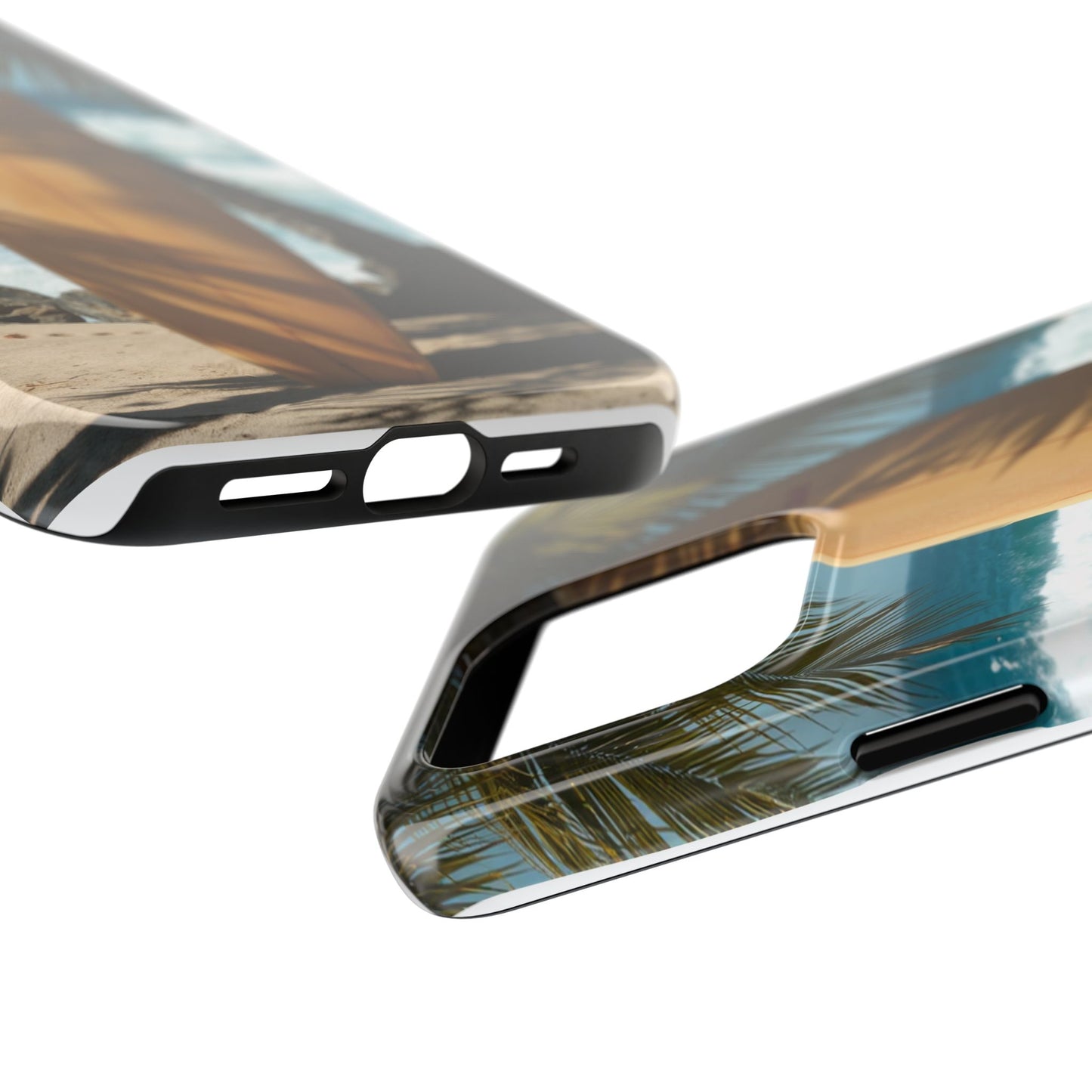 Tough Surfing Phone Case - Beach Vibes with Palm Trees & Surfboard