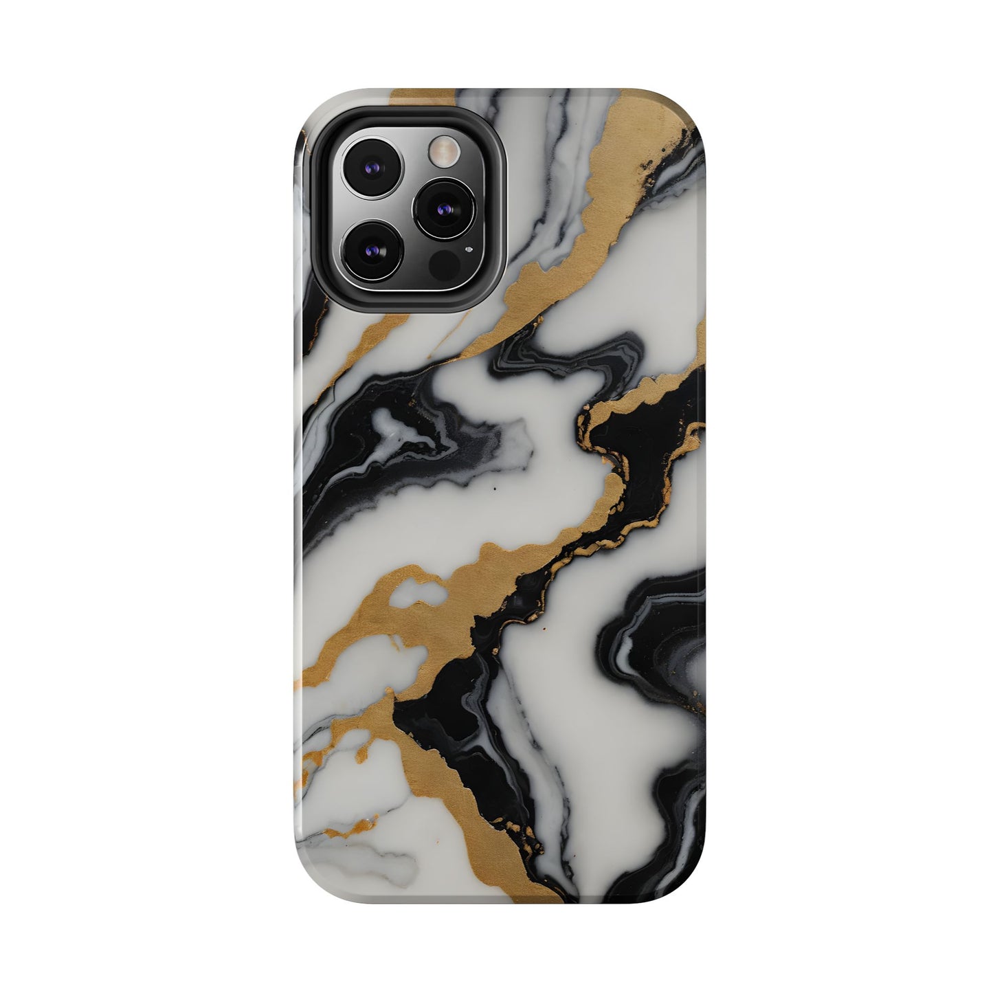 Elegant Gold Marble Tough Phone Case - Stylish Protection for Your iPhone