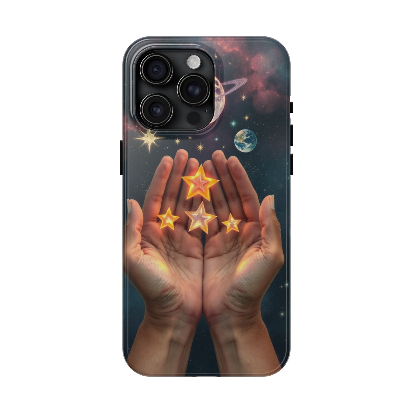 Galaxy Hands Tough Phone Case - Celestial Design for Star Lovers