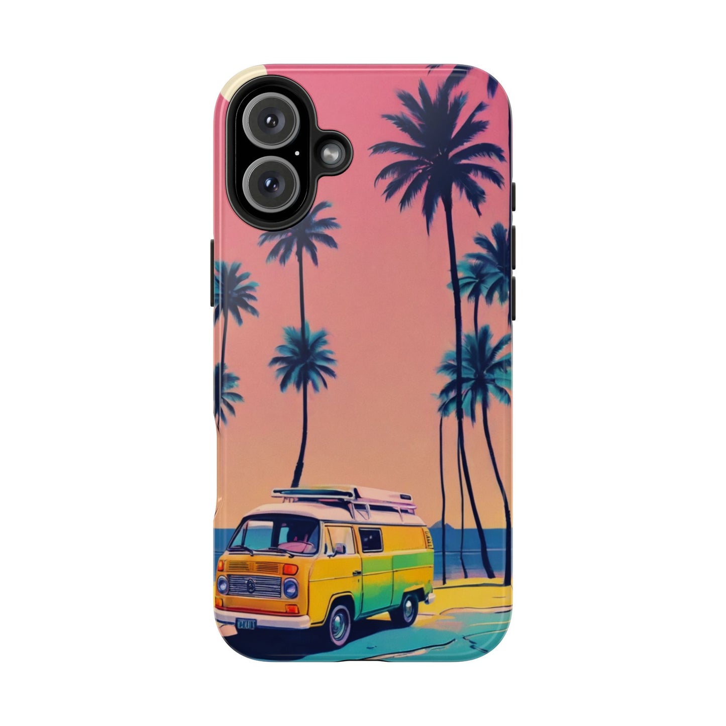 Tropical Beach Vibe Tough Phone Case - Vintage Van Design - for iPhone