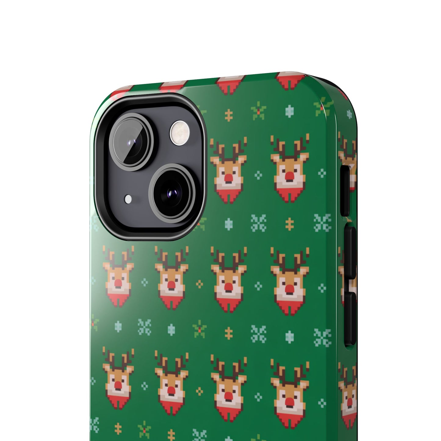 Pixel Art Christmas Rudolf Pattern Phone Case Green