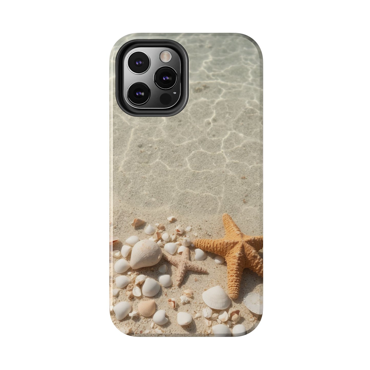 Beach-Inspired Tough Phone Case with Starfish and Seashell Design