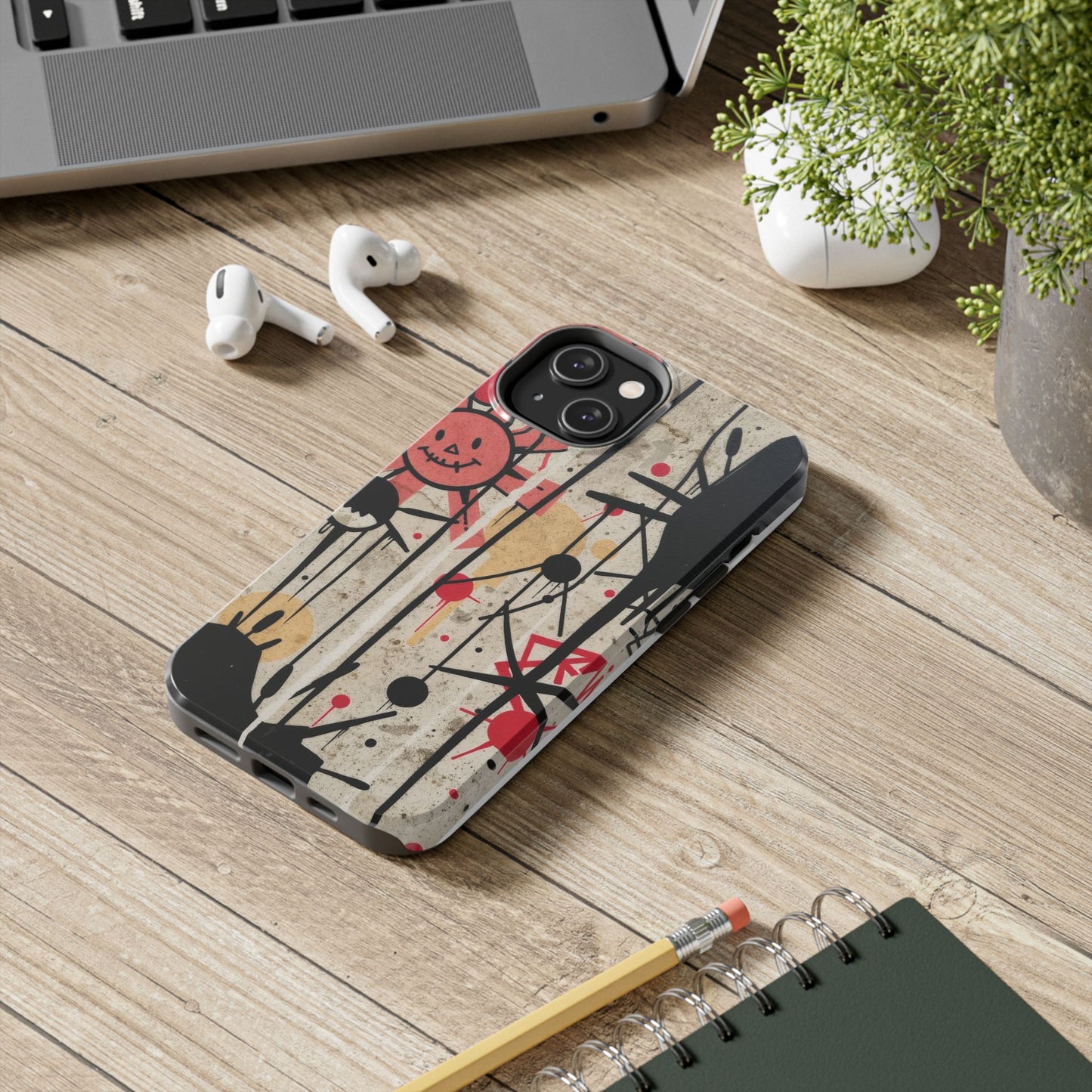 Artistic Tough Phone Case - Abstract Fun Grafitti Design for Protective Style - for iPhone