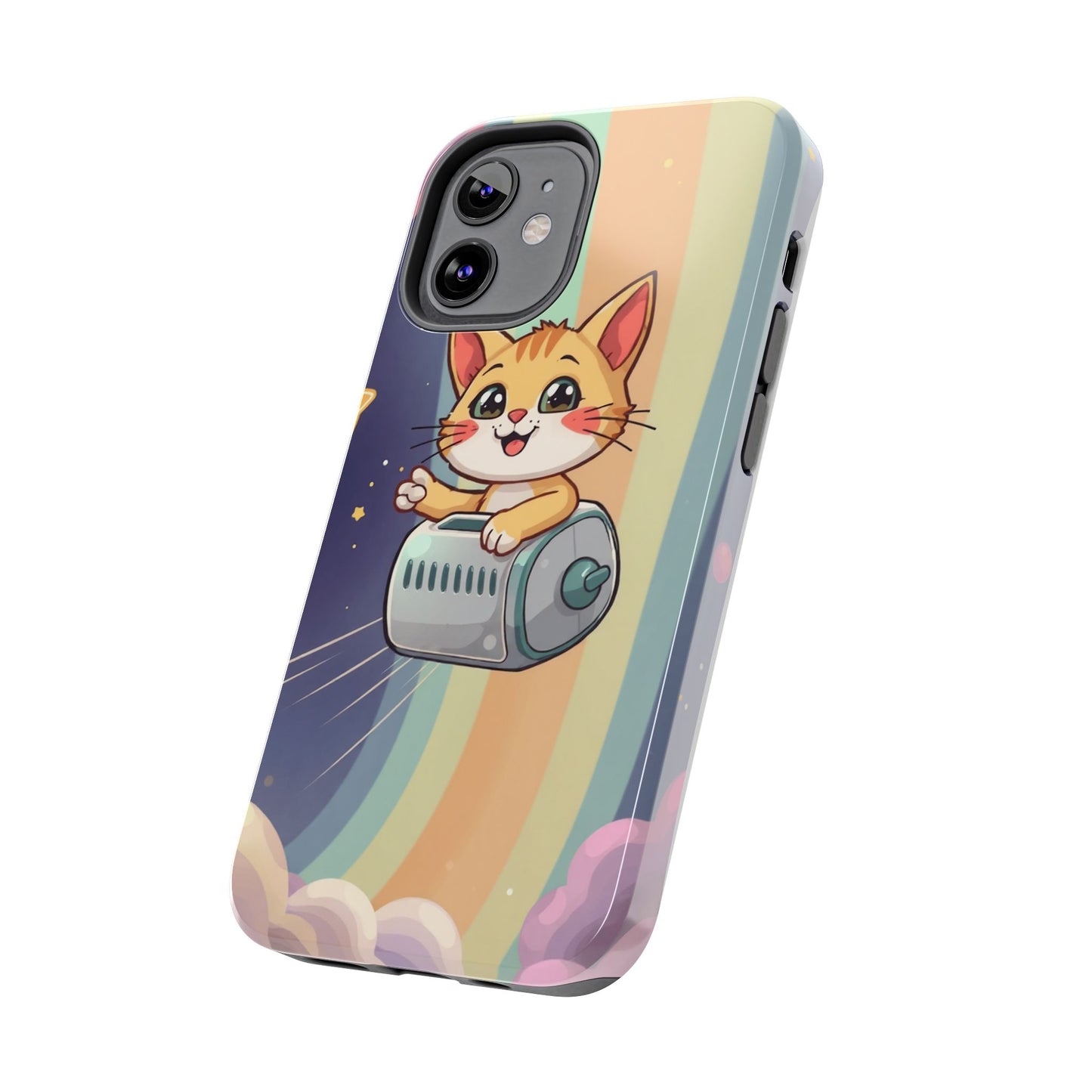 Cute Cat Rocket Phone Case - Vibrant and Playful Tough Case