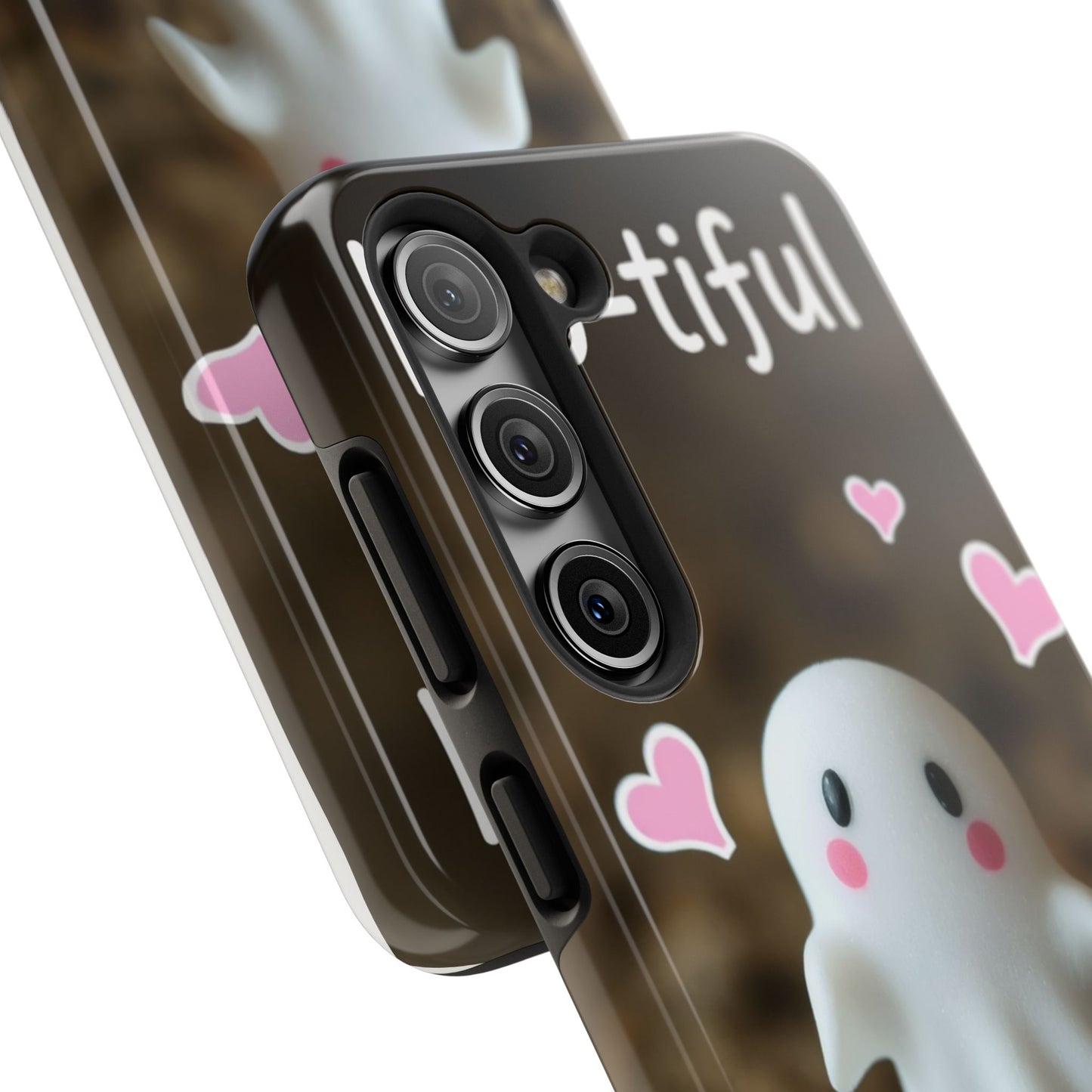 Cute Ghost Tough Phone Case - Beautiful Design with Heart Accents