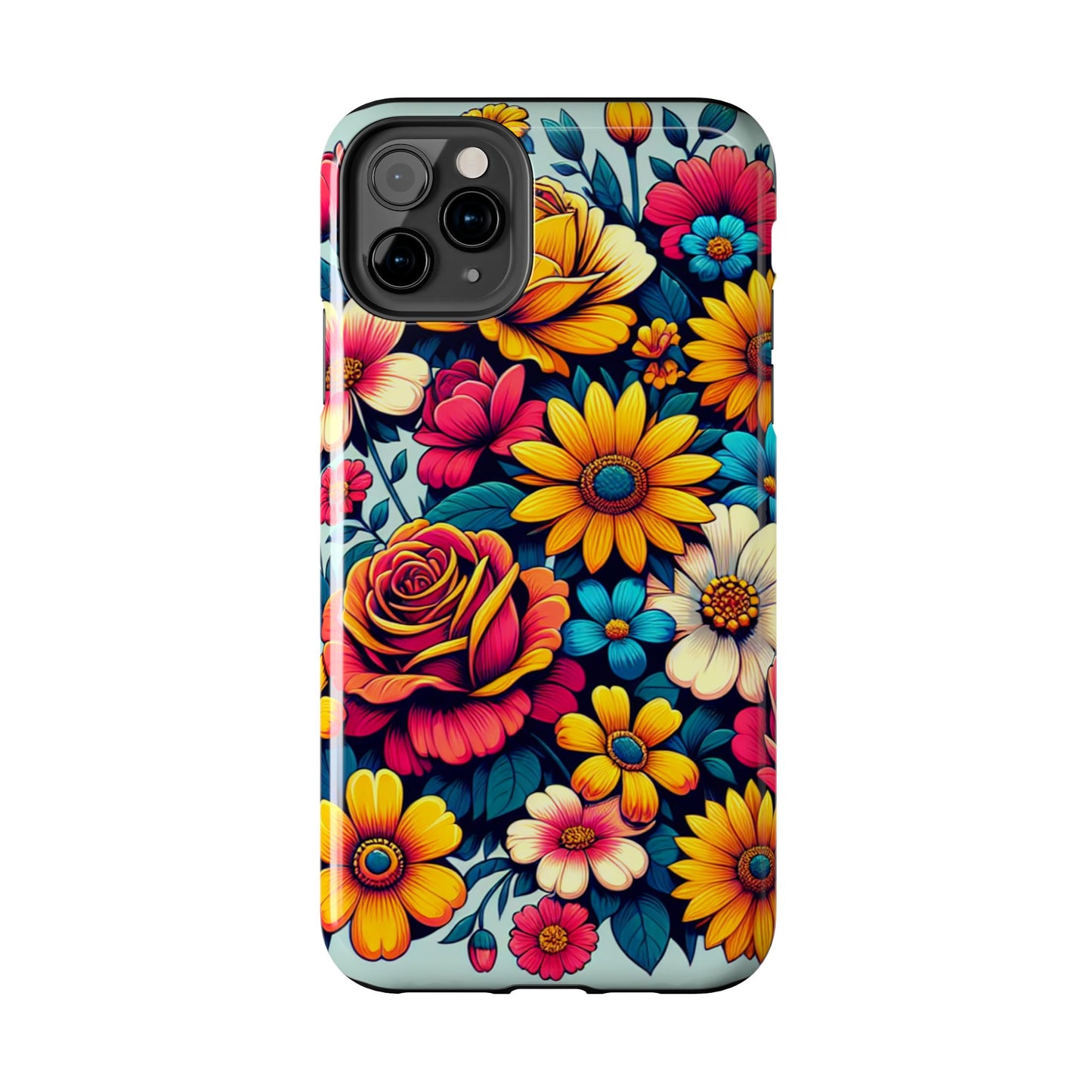 Vibrant Floral Tough Phone Case - Colorful Flower Design - for iPhone