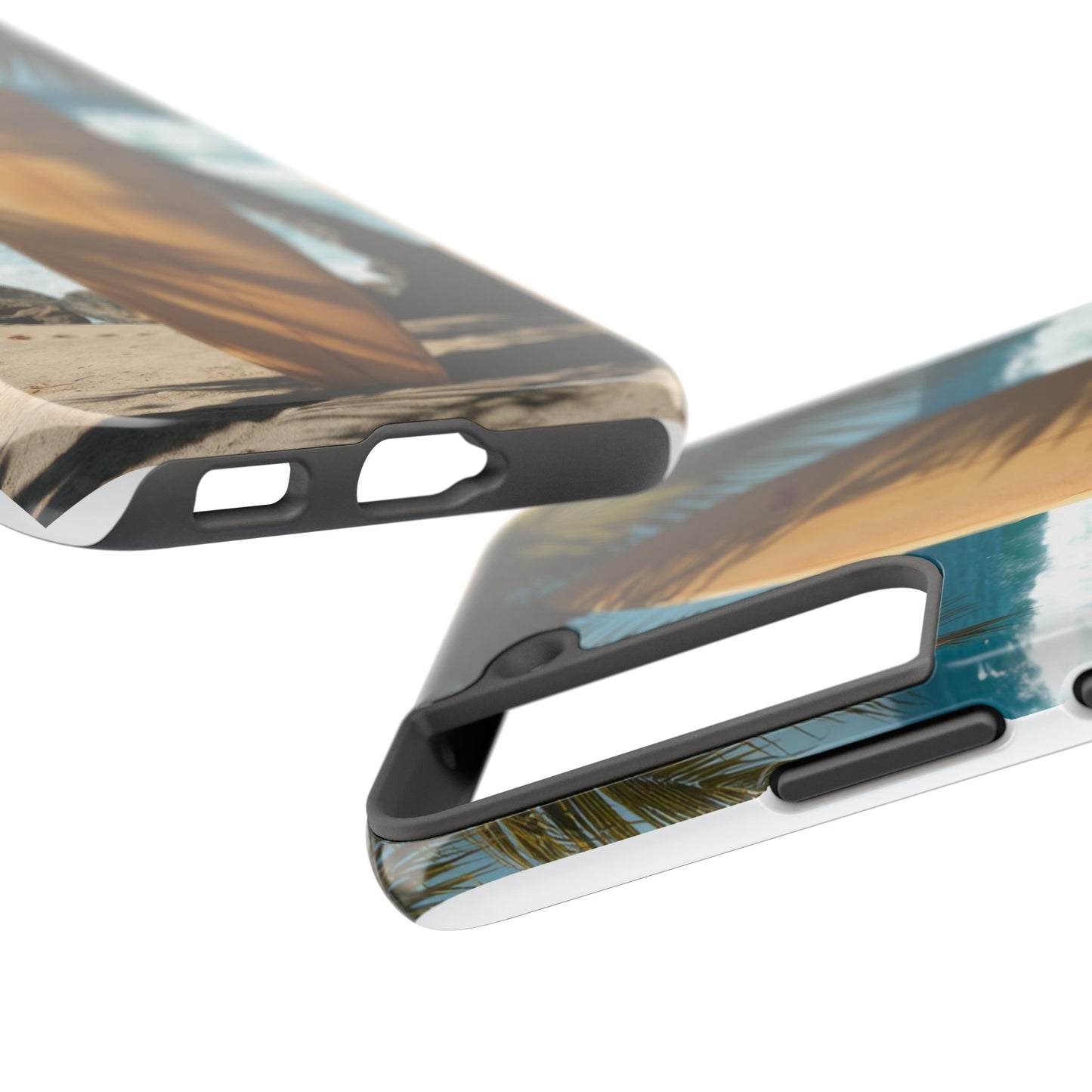 Tough Surfing Phone Case - Beach Vibes with Palm Trees & Surfboard