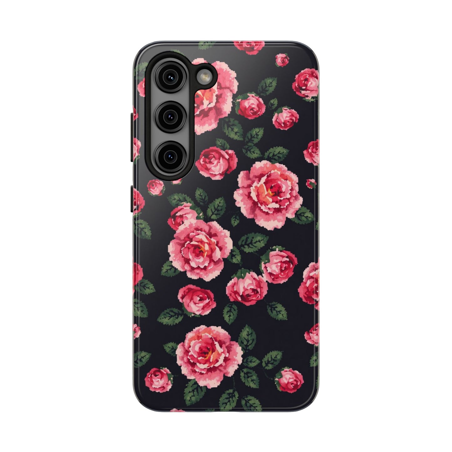 Pixelated Floral Tough Phone Case - Elegant Rose Design for Protection & Style - for iPhone