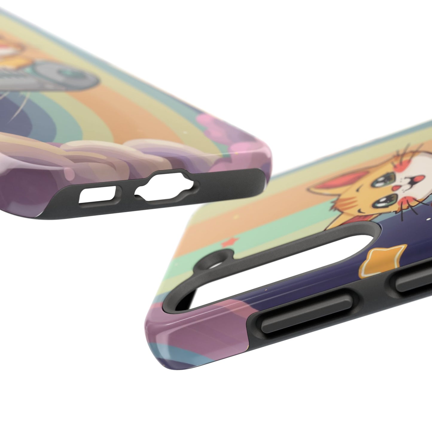 Cute Cat Rocket Phone Case - Vibrant and Playful Tough Case