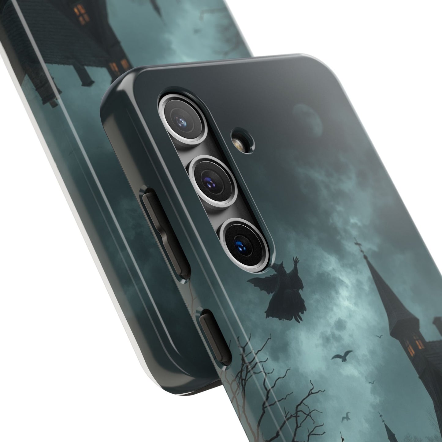 Halloween-Themed Tough Phone Case with Spooky House Design
