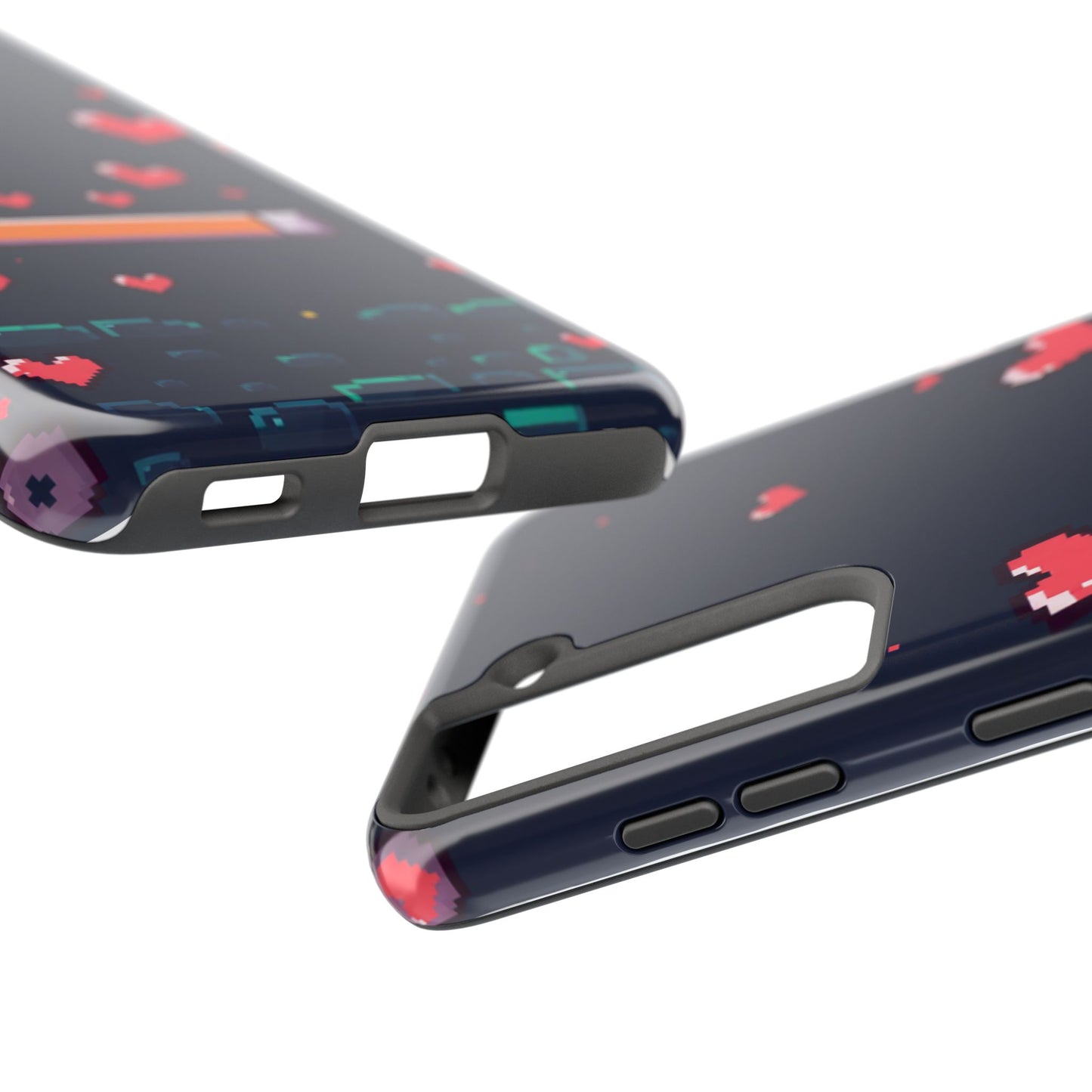 Pixel Heart Tough Phone Case - Retro Gamer Style for Valentine's Day