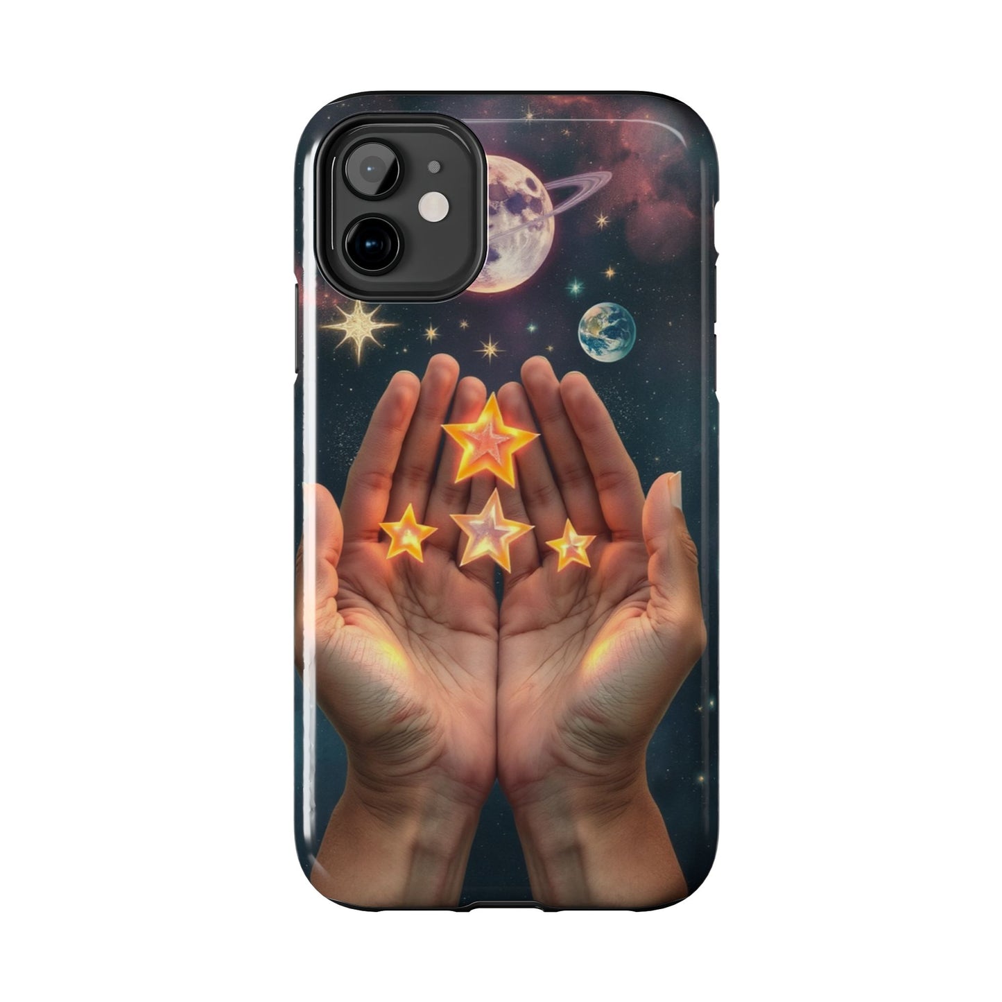 Galaxy Hands Tough Phone Case - Celestial Design for Star Lovers