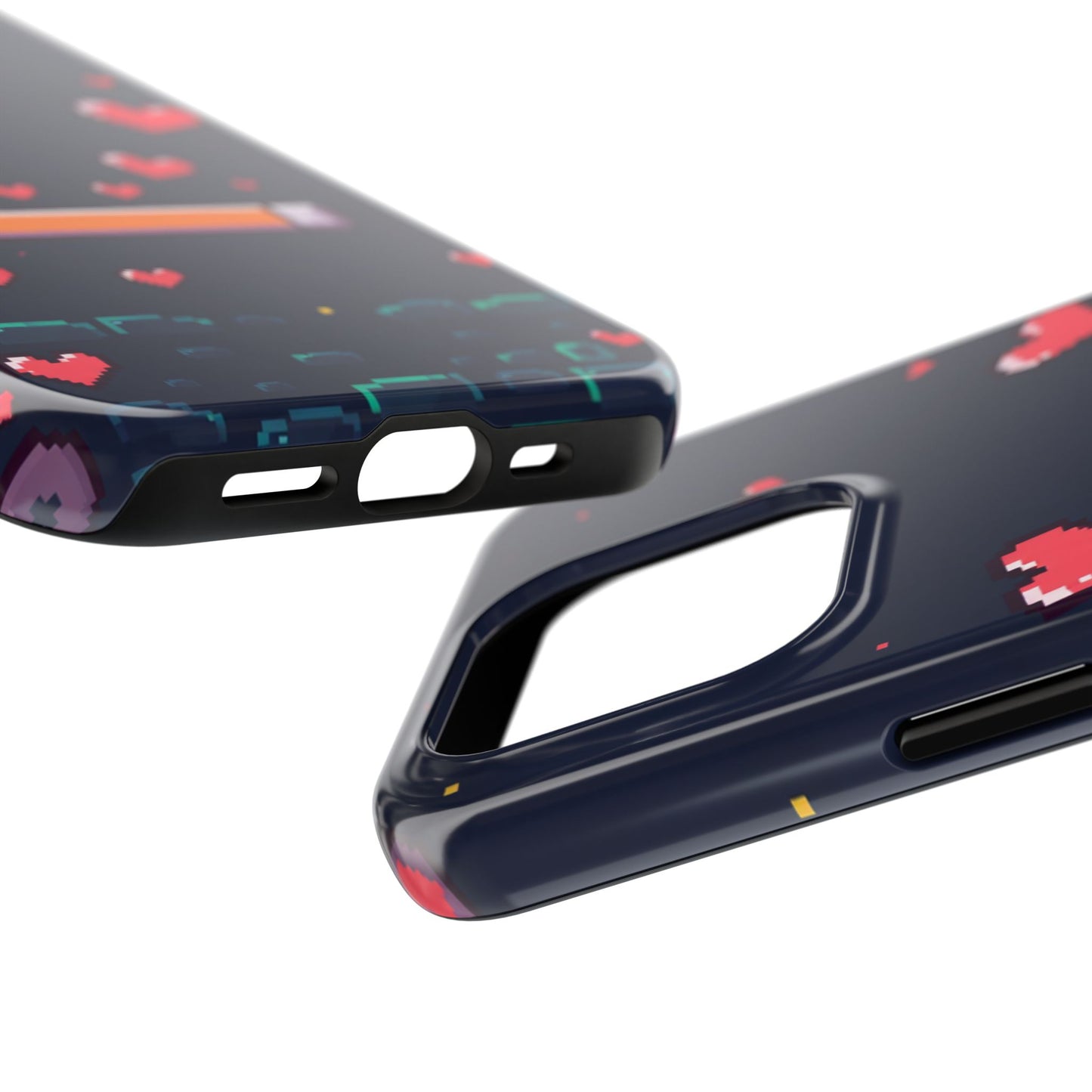 Pixel Heart Tough Phone Case - Retro Gamer Style for Valentine's Day