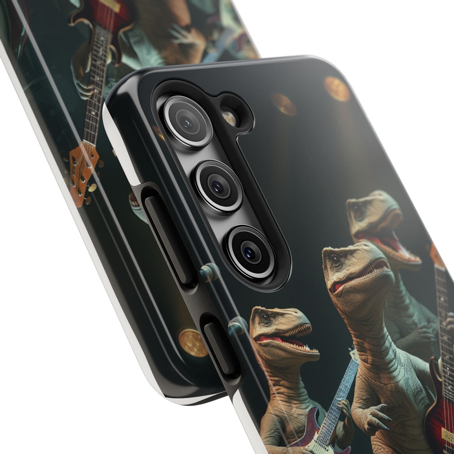 Rockin' Dinosaur Tough Phone Cases - Perfect for Music Lovers and Kids!