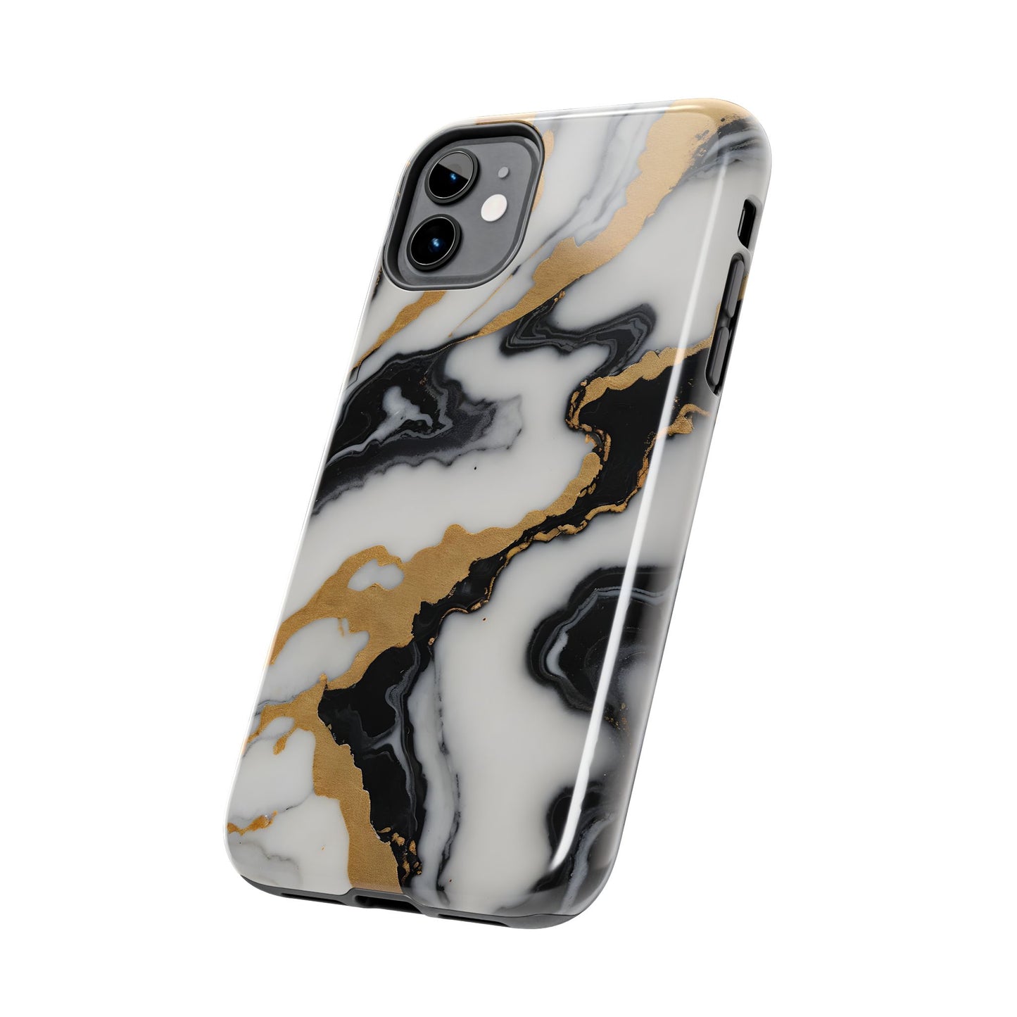 Elegant Gold Marble Tough Phone Case - Stylish Protection for Your iPhone