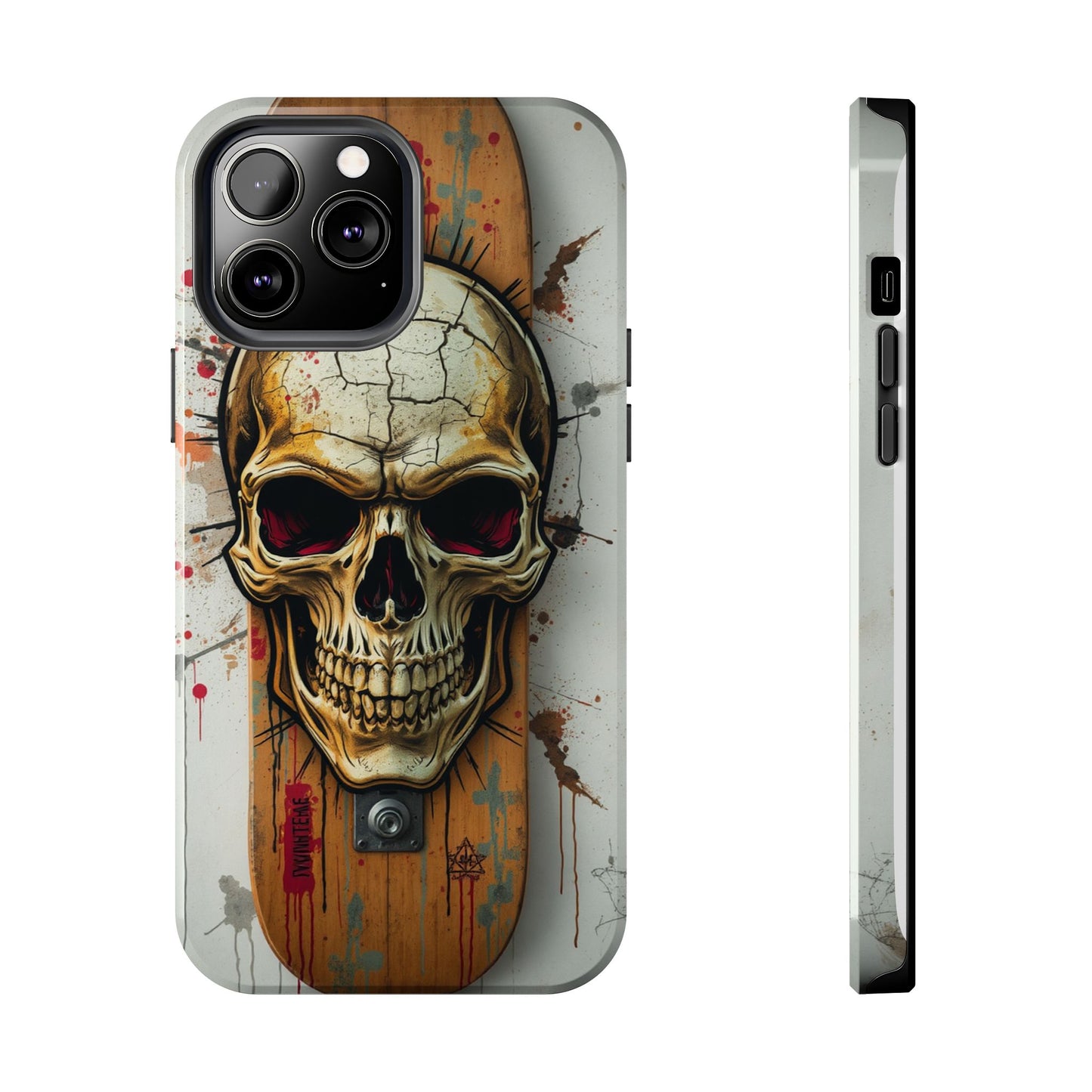 Edgy Skull Tough Phone Case - Durable Protection for Skateboard Enthusiasts