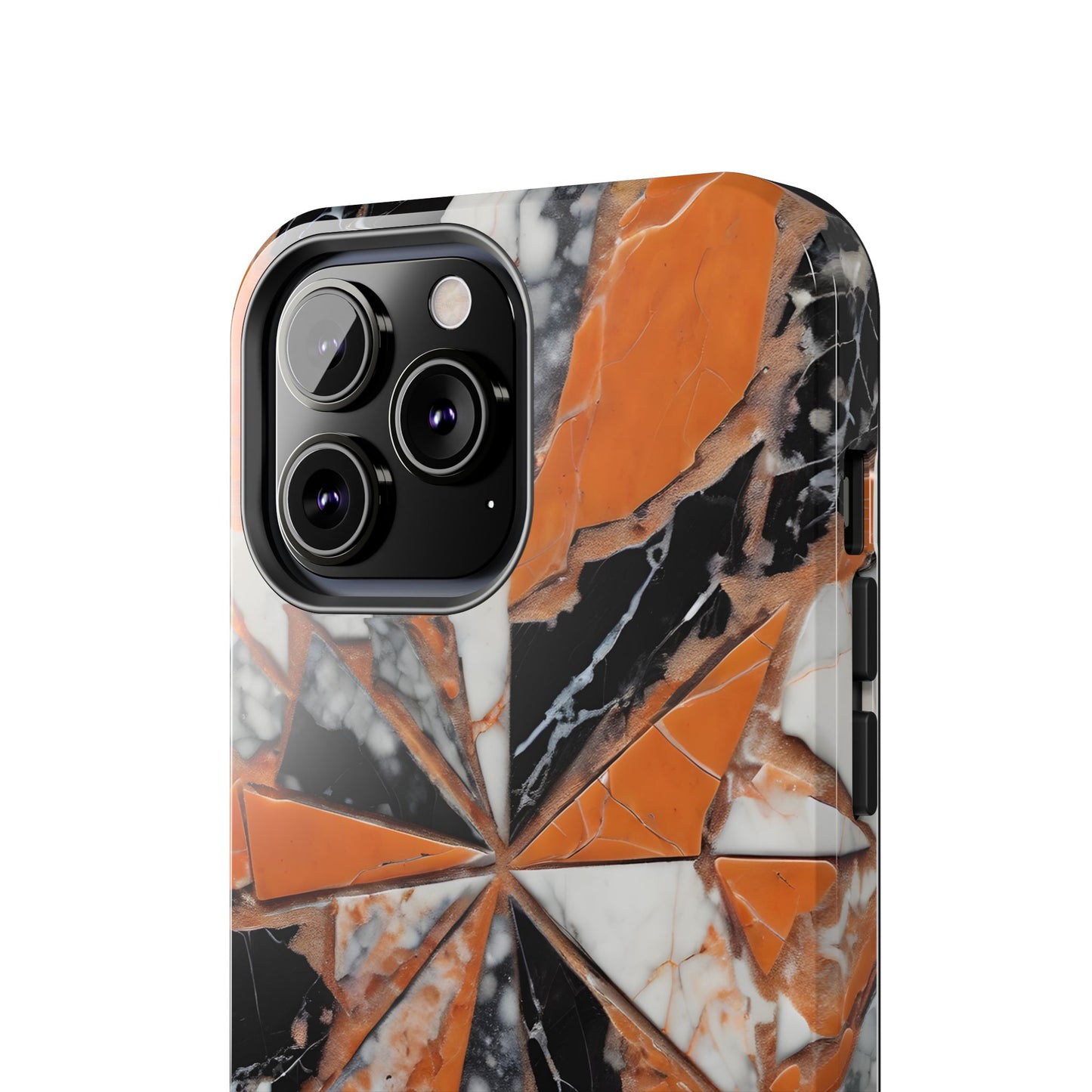 Shattered Pieces Marble Black and Orange Tough Phone Case - for iPhone