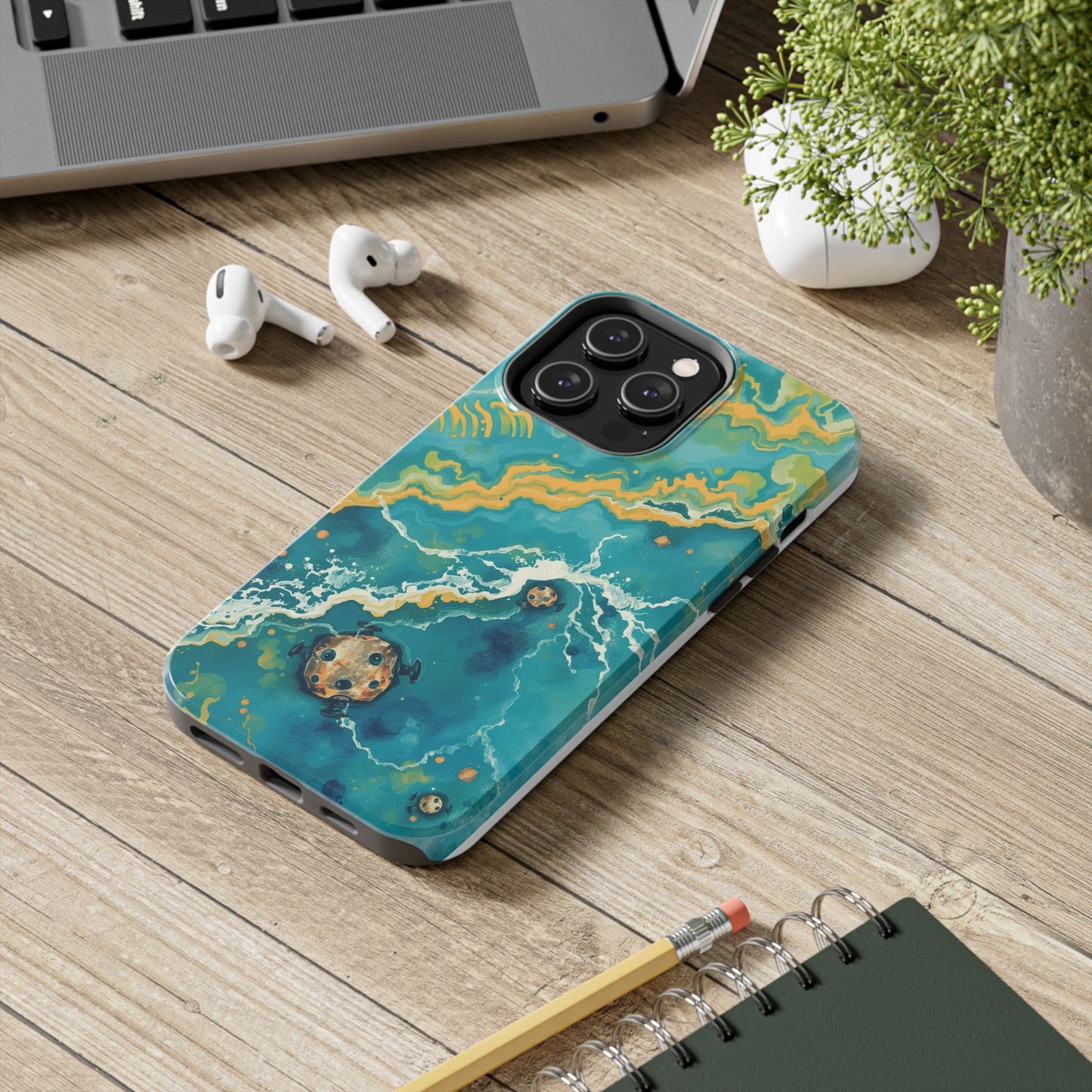 Ocean Wave Tough Phone Case – Durable Protection with Abstract Art Design