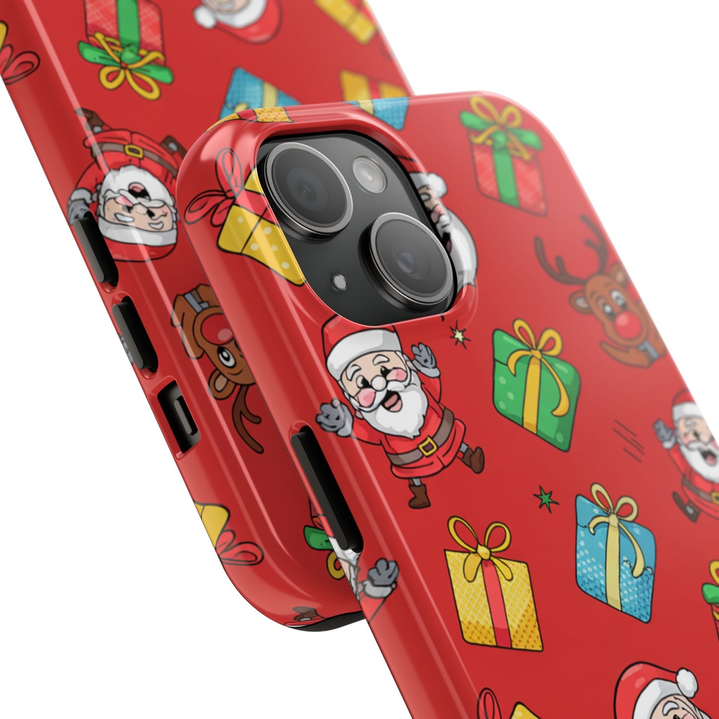 Festive Santa and Reindeer Tough Phone Case - Christmas Holiday Design