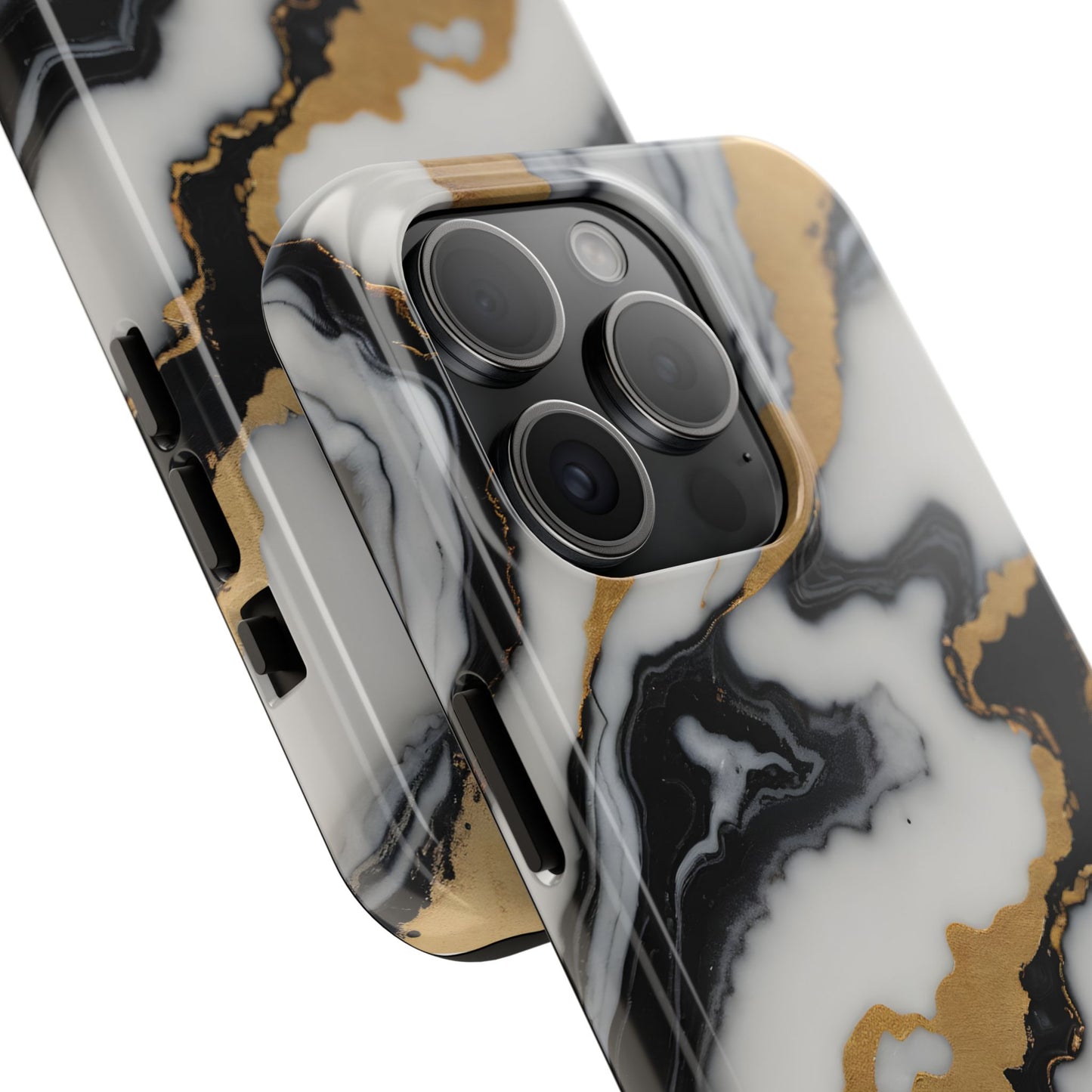 Elegant Gold Marble Tough Phone Case - Stylish Protection for Your iPhone