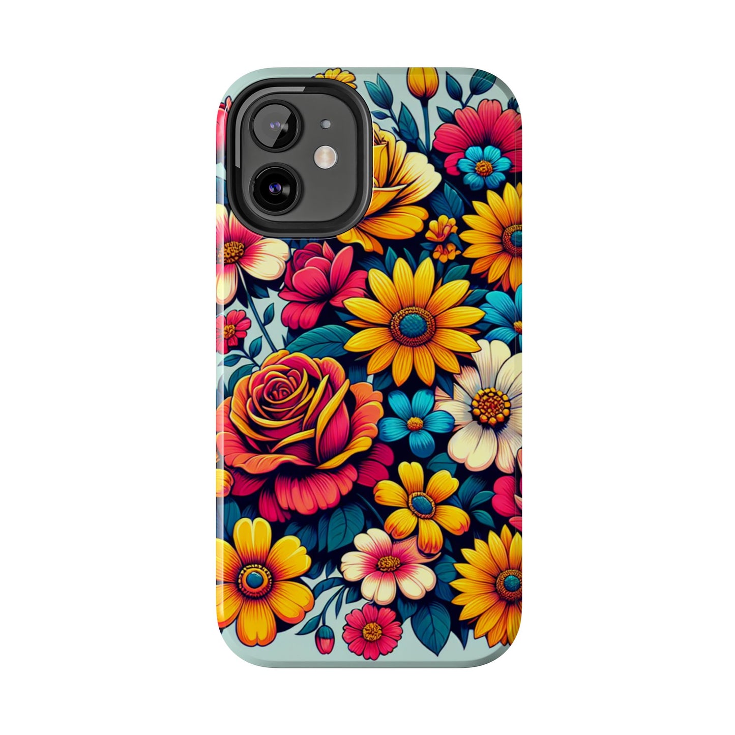 Vibrant Floral Tough Phone Case - Colorful Flower Design - for iPhone