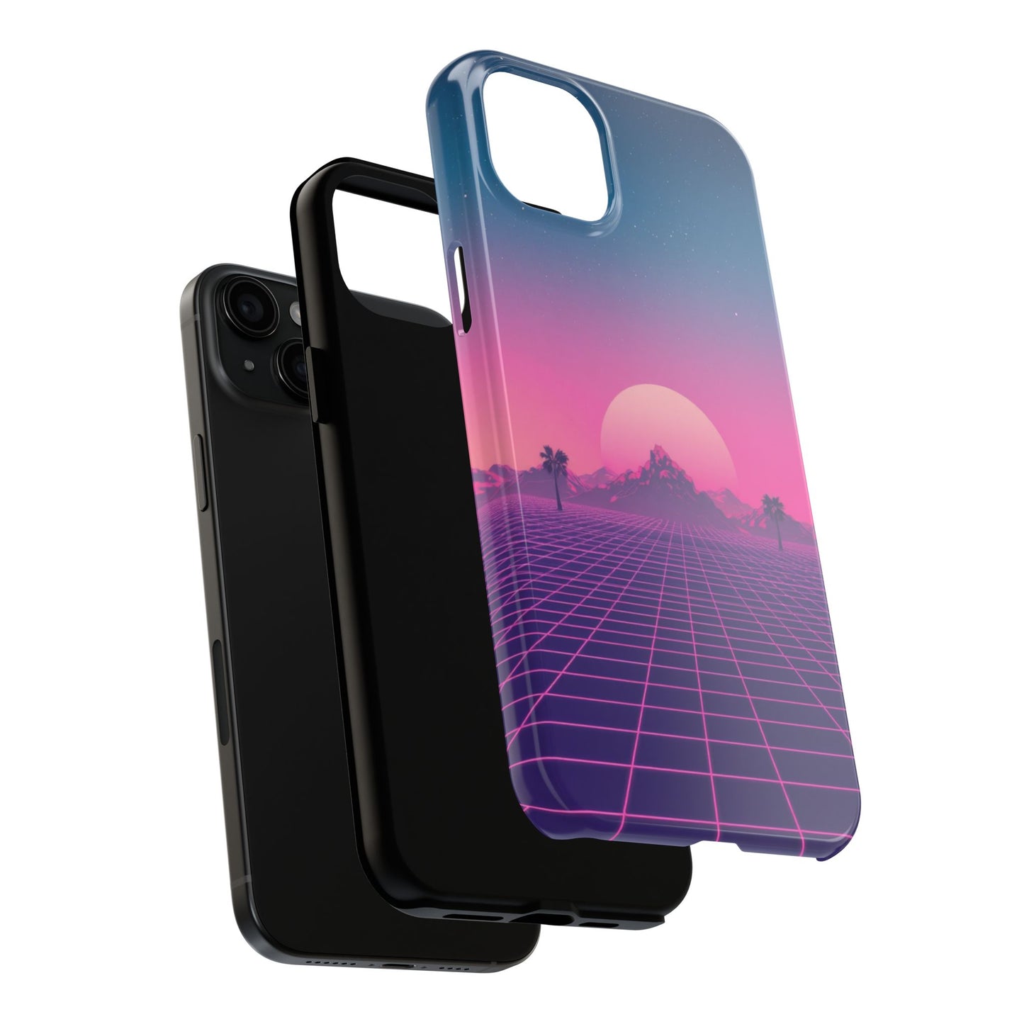 Retro Aesthetic Tough Phone Case - Vibrant Sunset Design